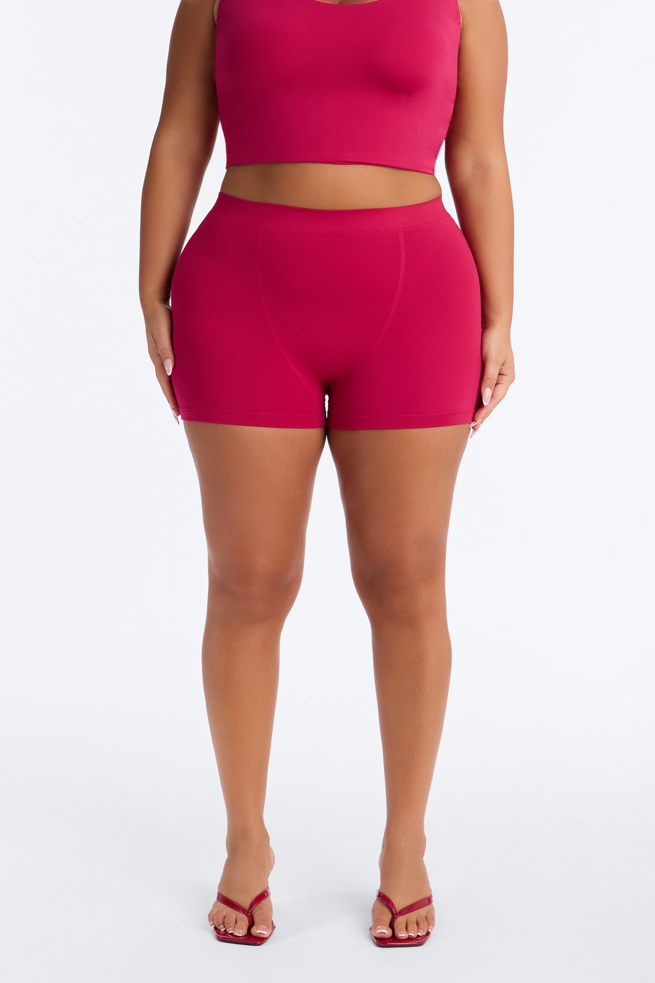 Seamless Smooth Double Lined Micro Hot Short - Raspberry