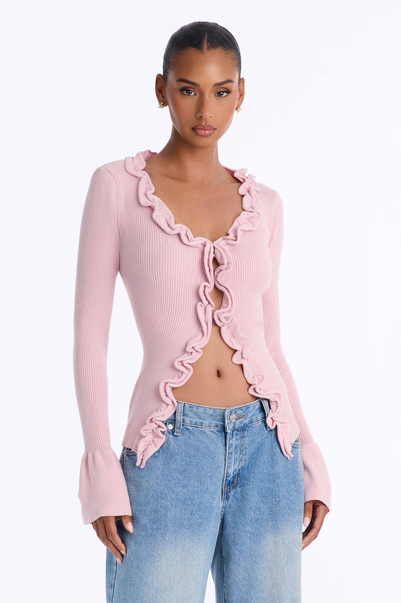 Sweet But Spicy Ruffle Cardigan - Blush