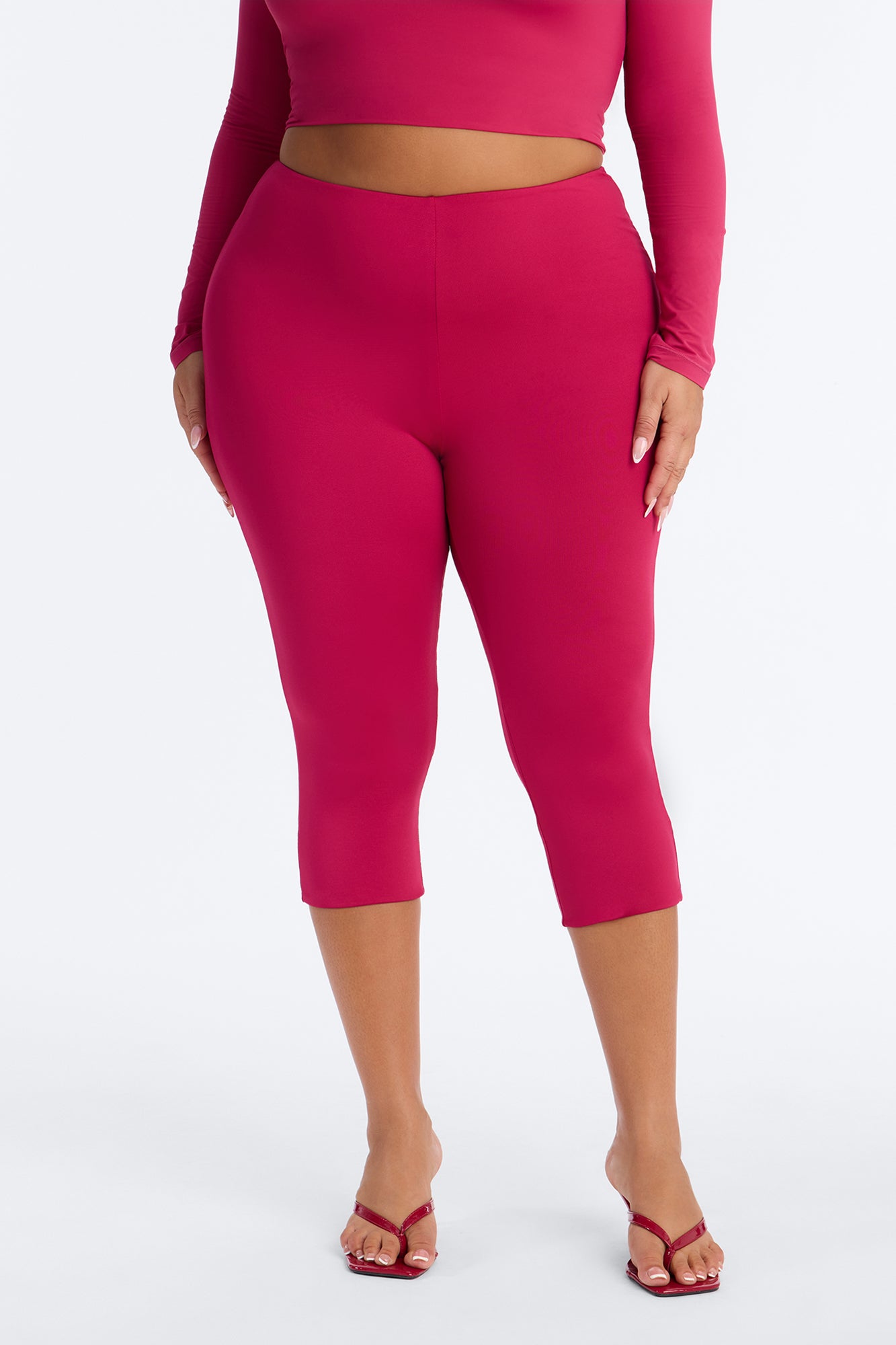 Contour Double Lined Capri Pant - Raspberry