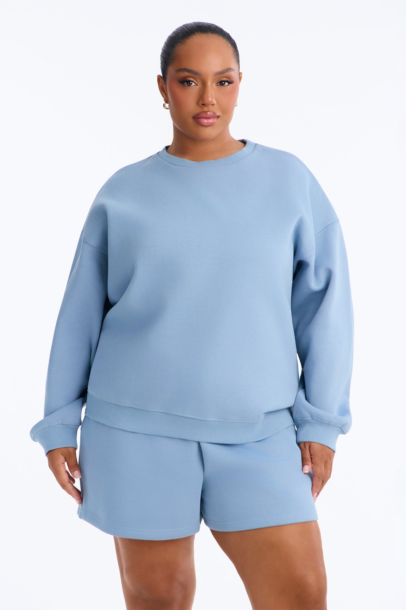 Libby Fleece Sweat Short - Slate Blue