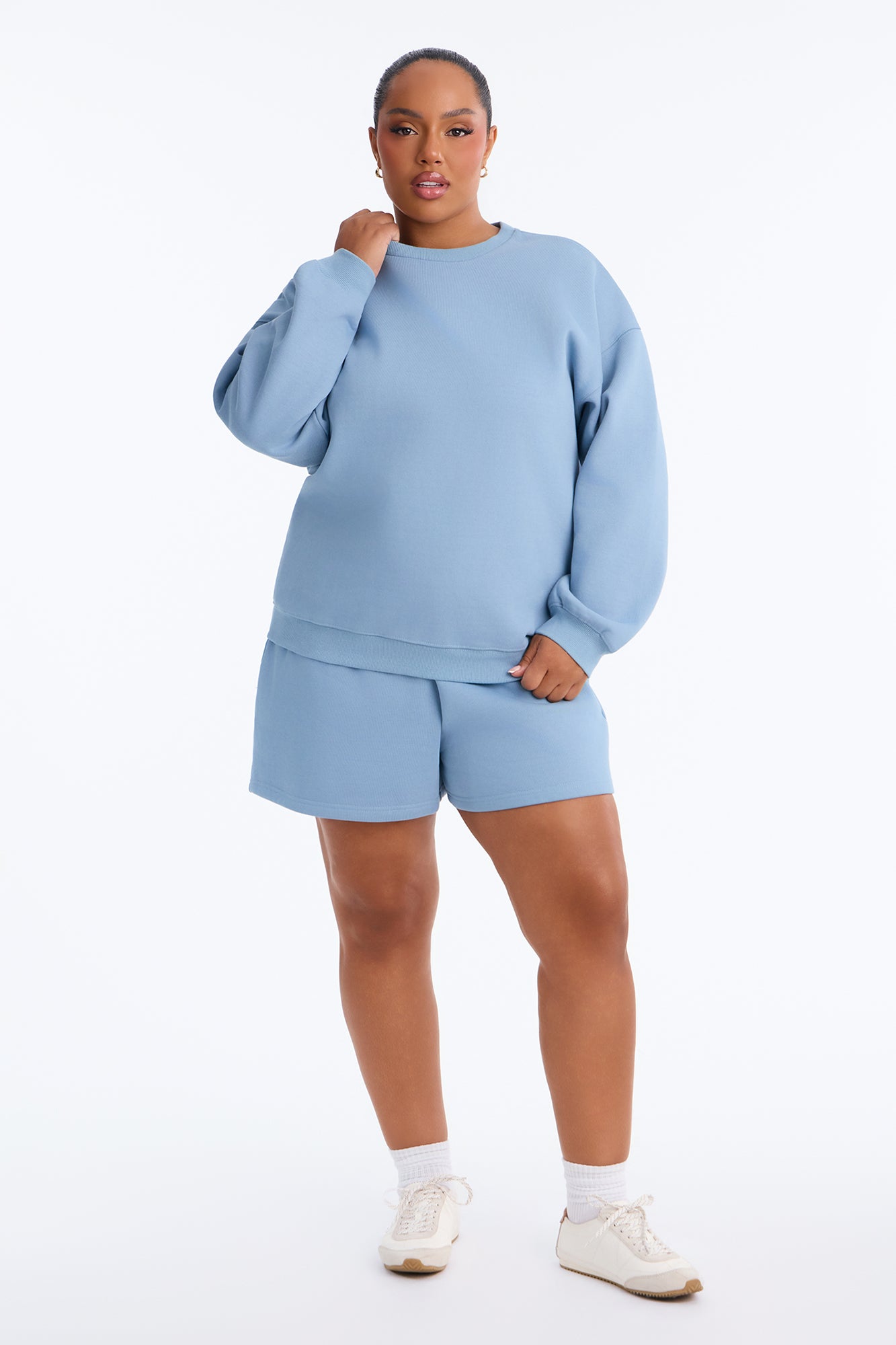 Libby Fleece Sweat Short - Slate Blue