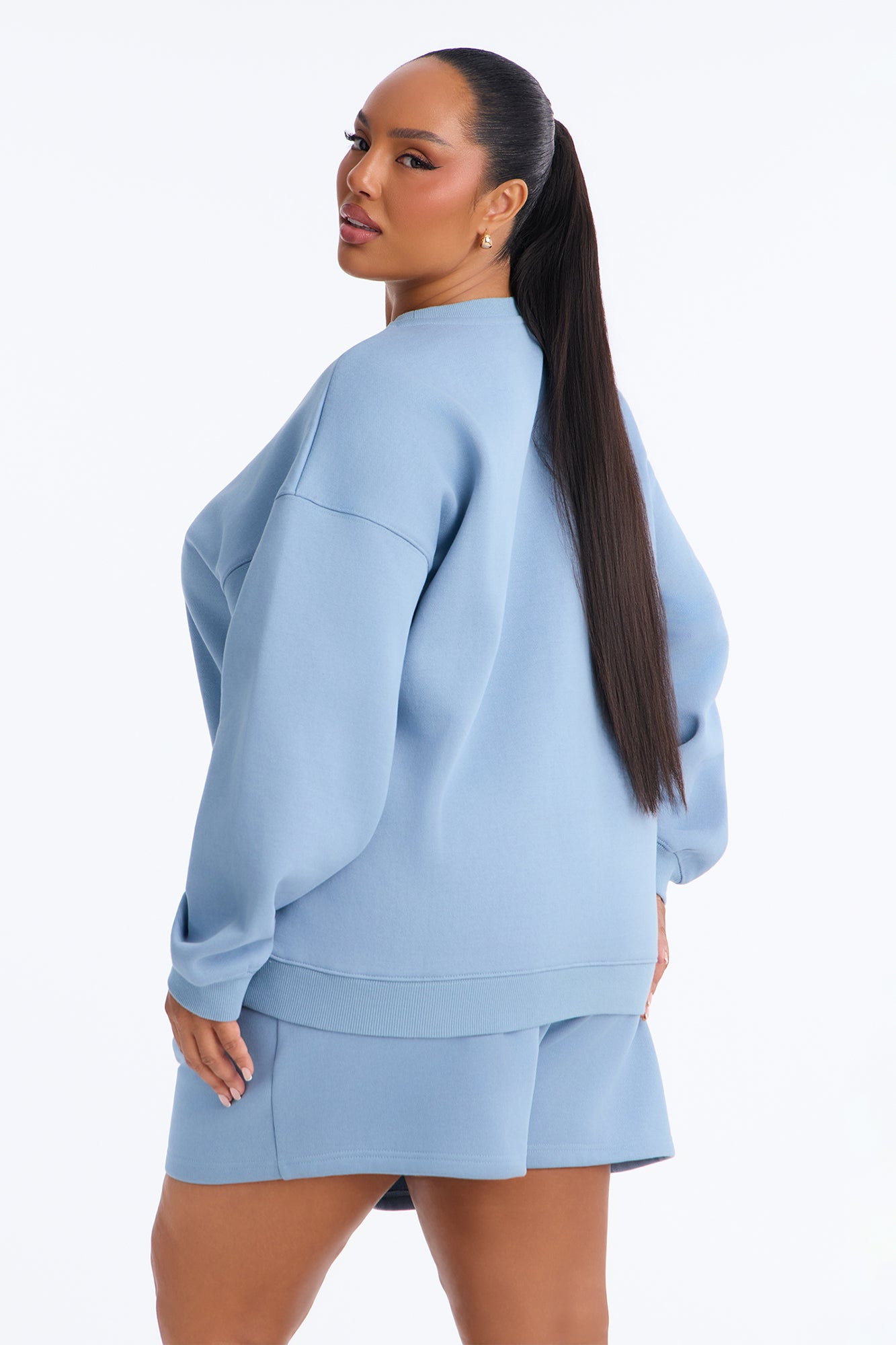 Libby Fleece Sweat Short - Slate Blue