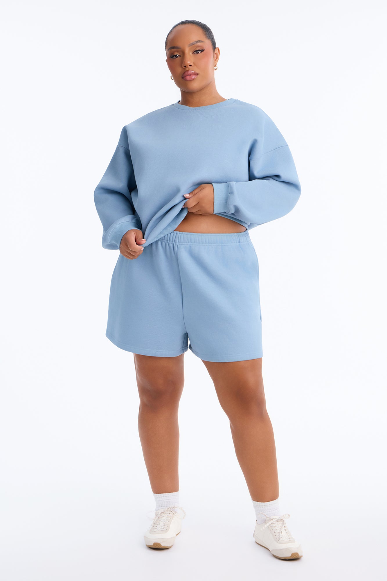 Libby Crew Neck Fleece Sweatshirt - Slate Blue