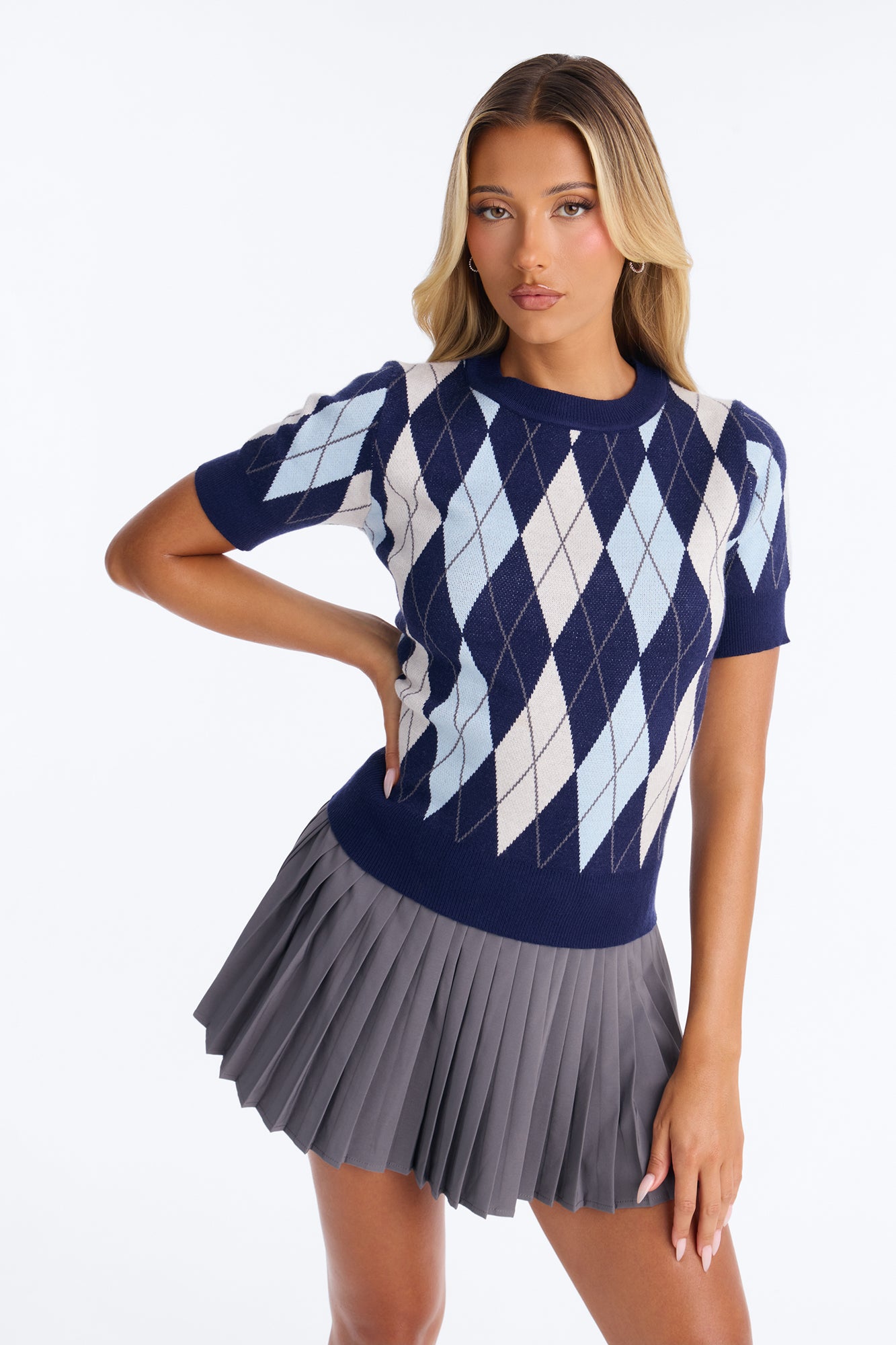 Let's Circle Back Pullover Sweater - Navy/combo