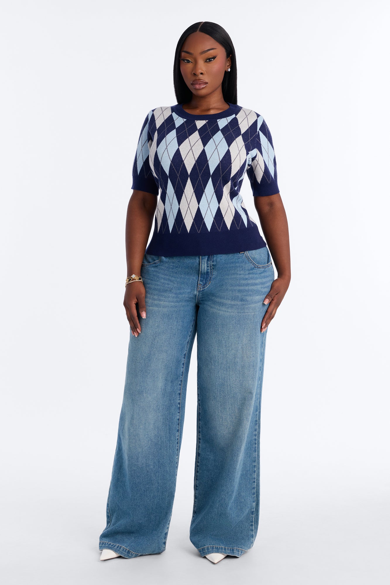 Let's Circle Back Pullover Sweater - Navy/combo