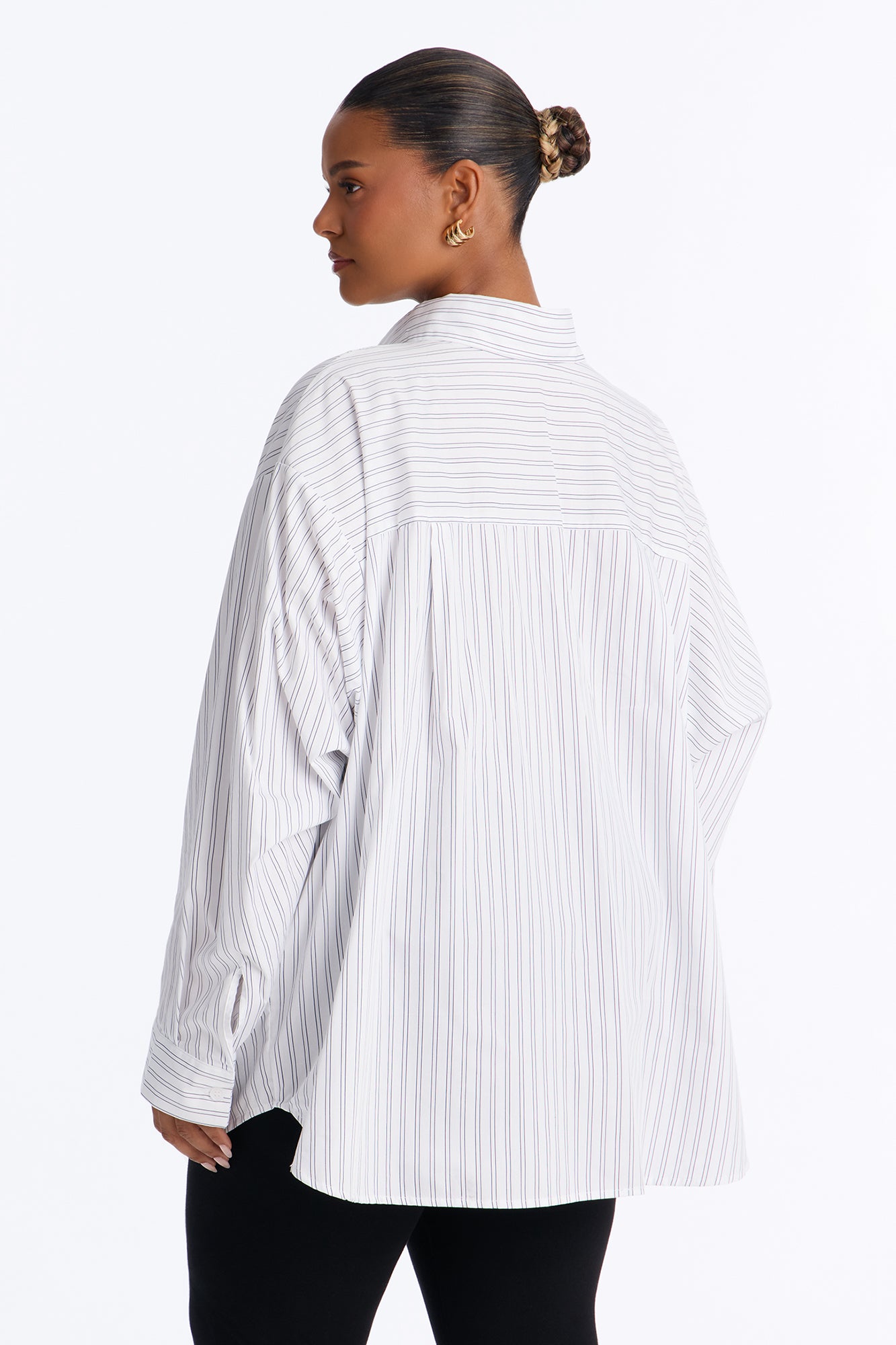 Street Cool Oversized Pinstripe Shirt - White/Blue