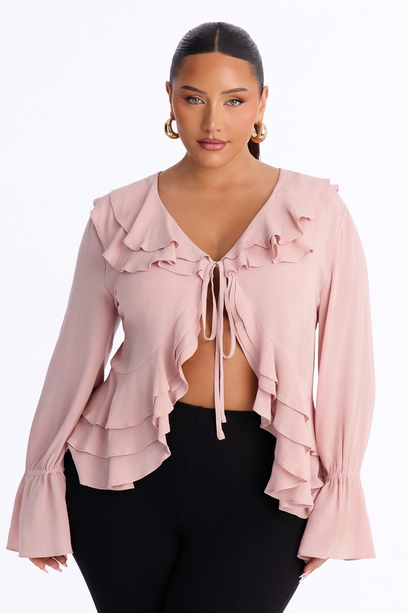 Summer Crush Ruffle Tie Front Flyaway Top - Pink