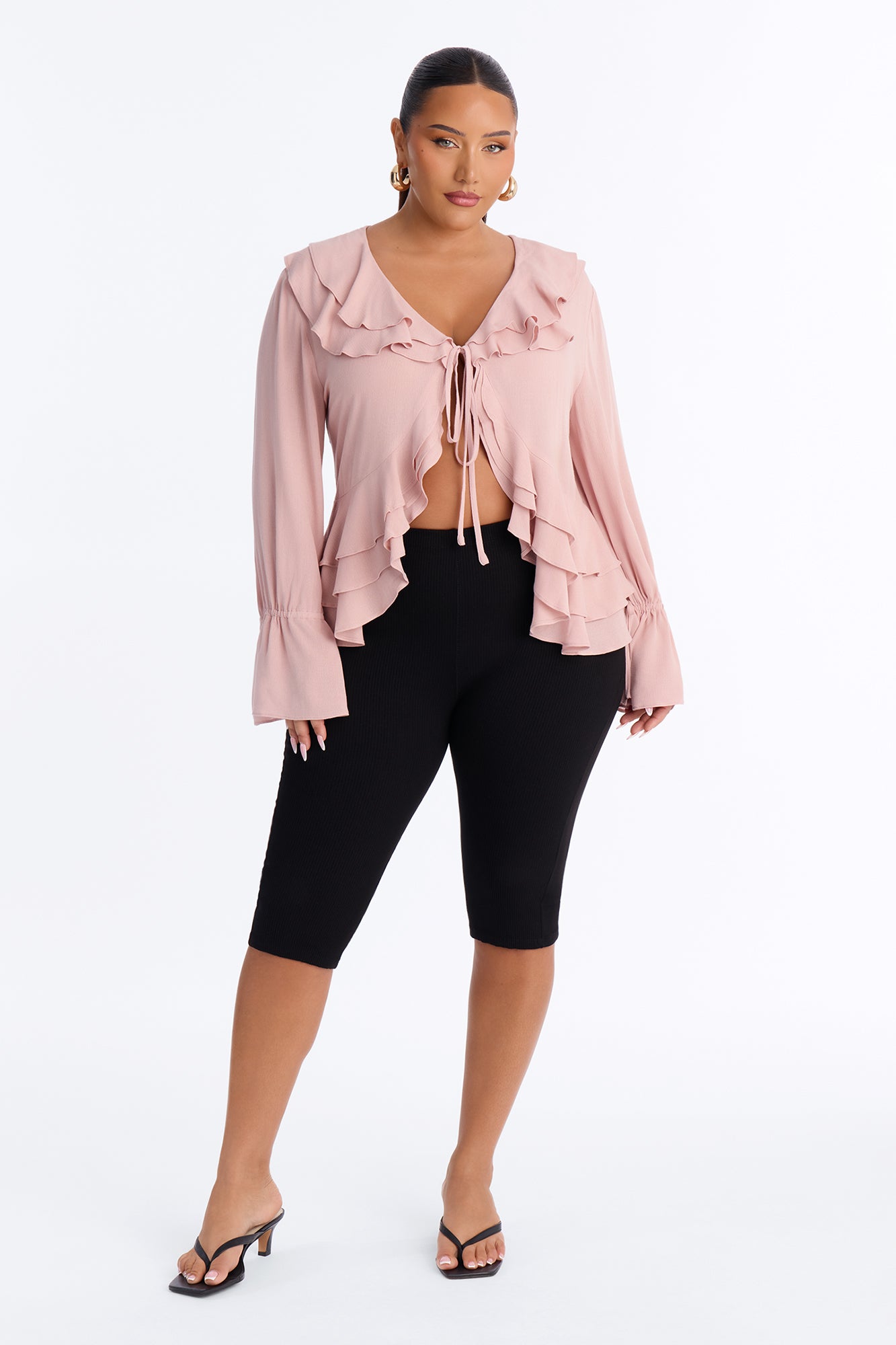 Summer Crush Ruffle Tie Front Flyaway Top - Pink