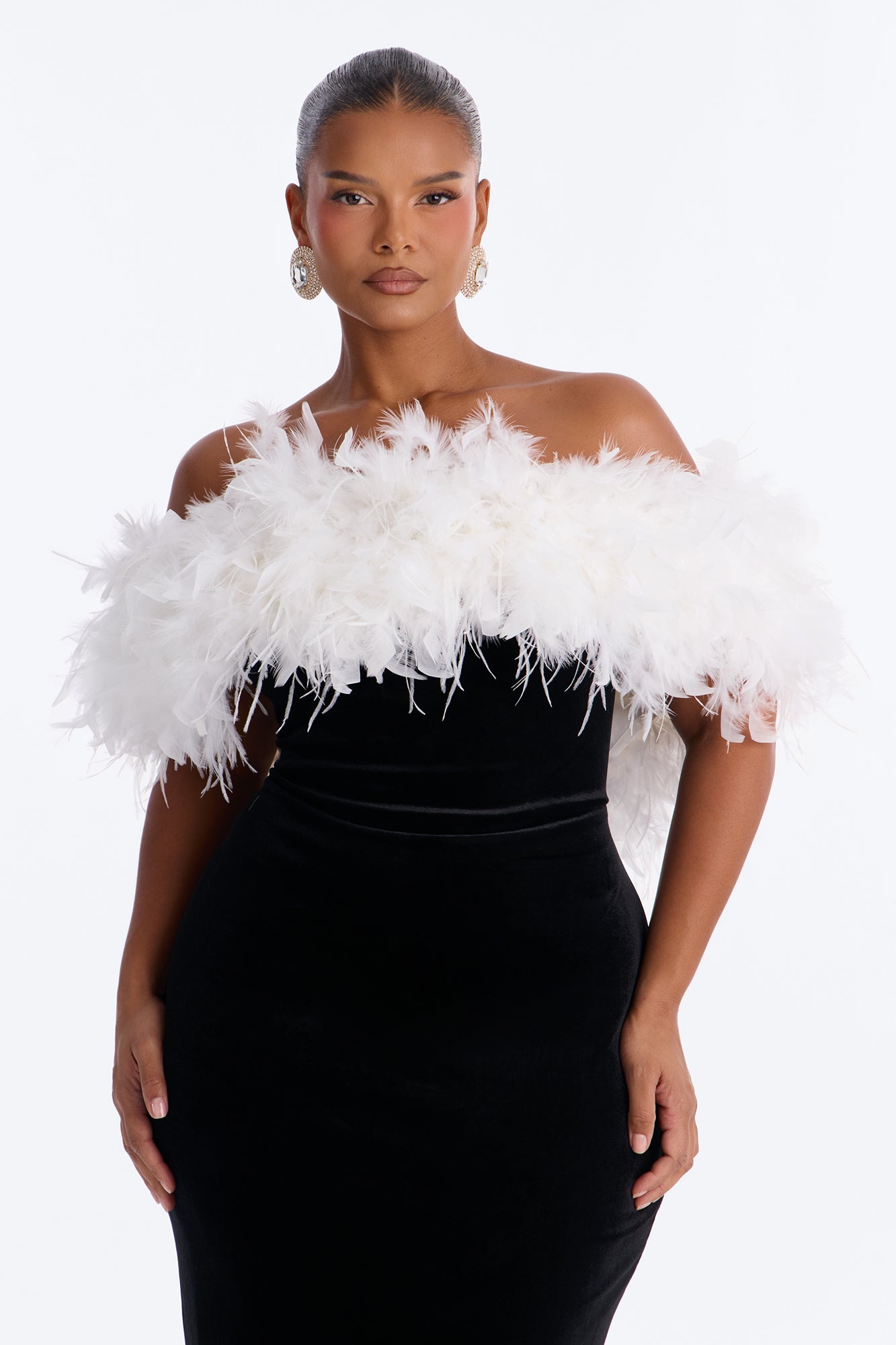Delilah Feathered Gown - Black