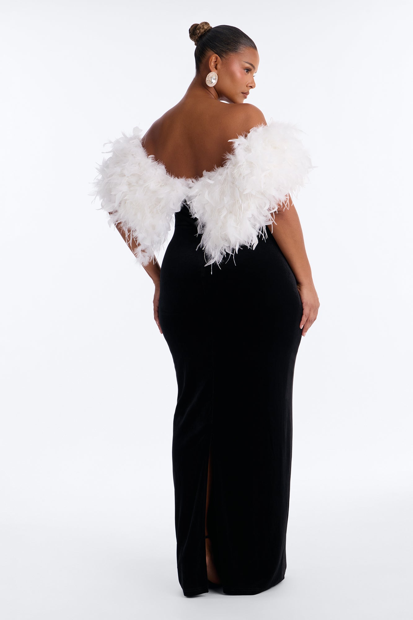Delilah Feathered Gown - Black