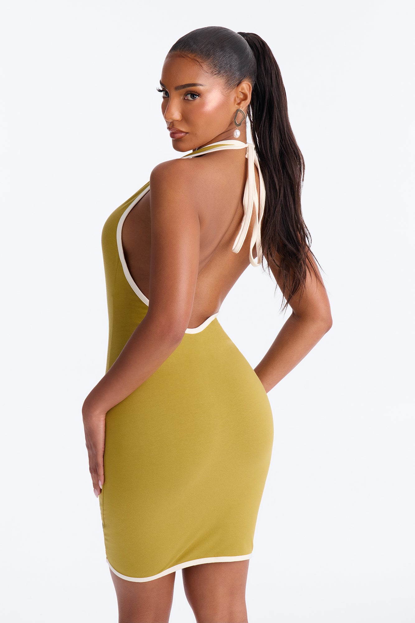 Jessa Halter Mini Dress - Chartreuse