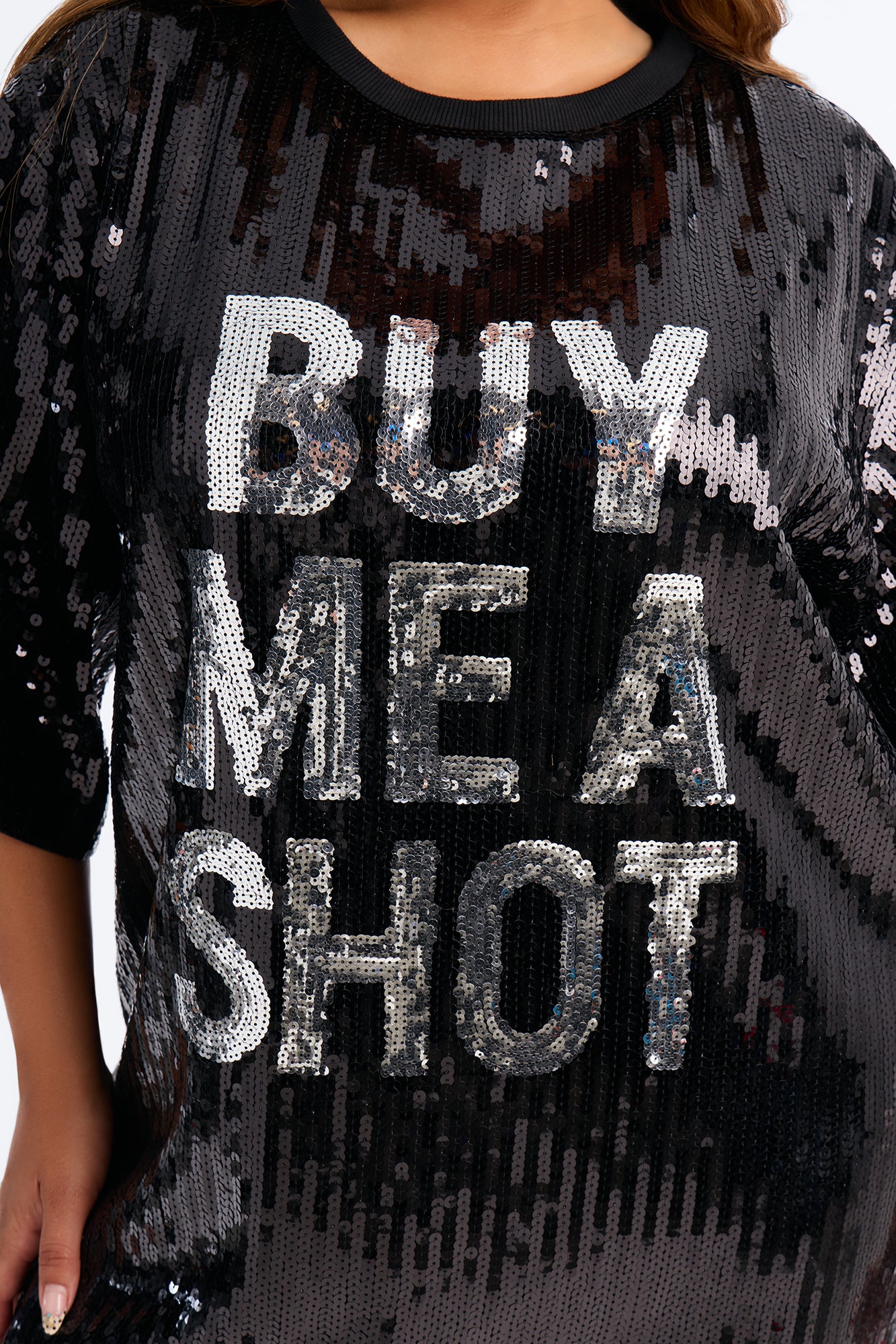 Buy Me A Shot Sequin Shirt Mini Dress - Black
