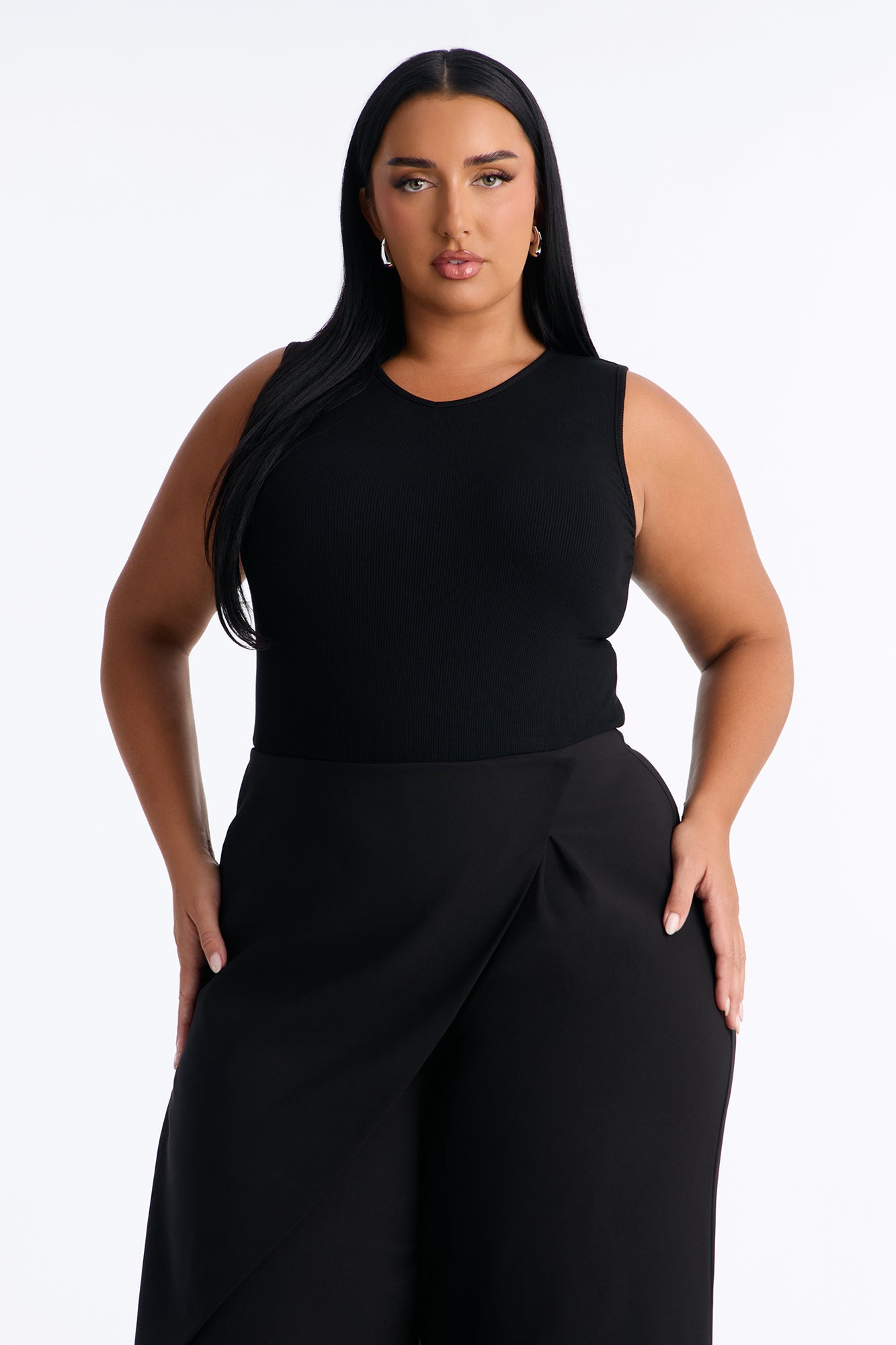 Refined Energy Sleeveless Draped Jumpsuit - Black
