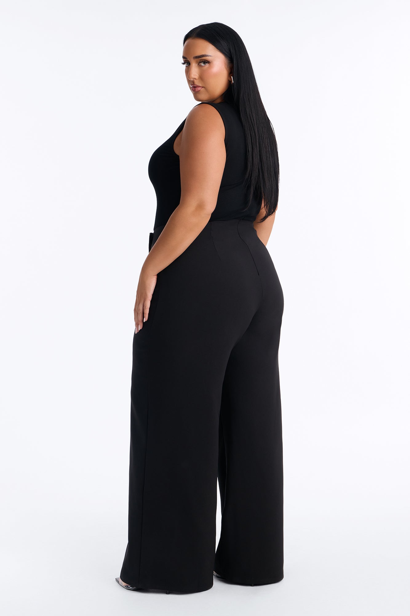 Refined Energy Sleeveless Draped Jumpsuit - Black