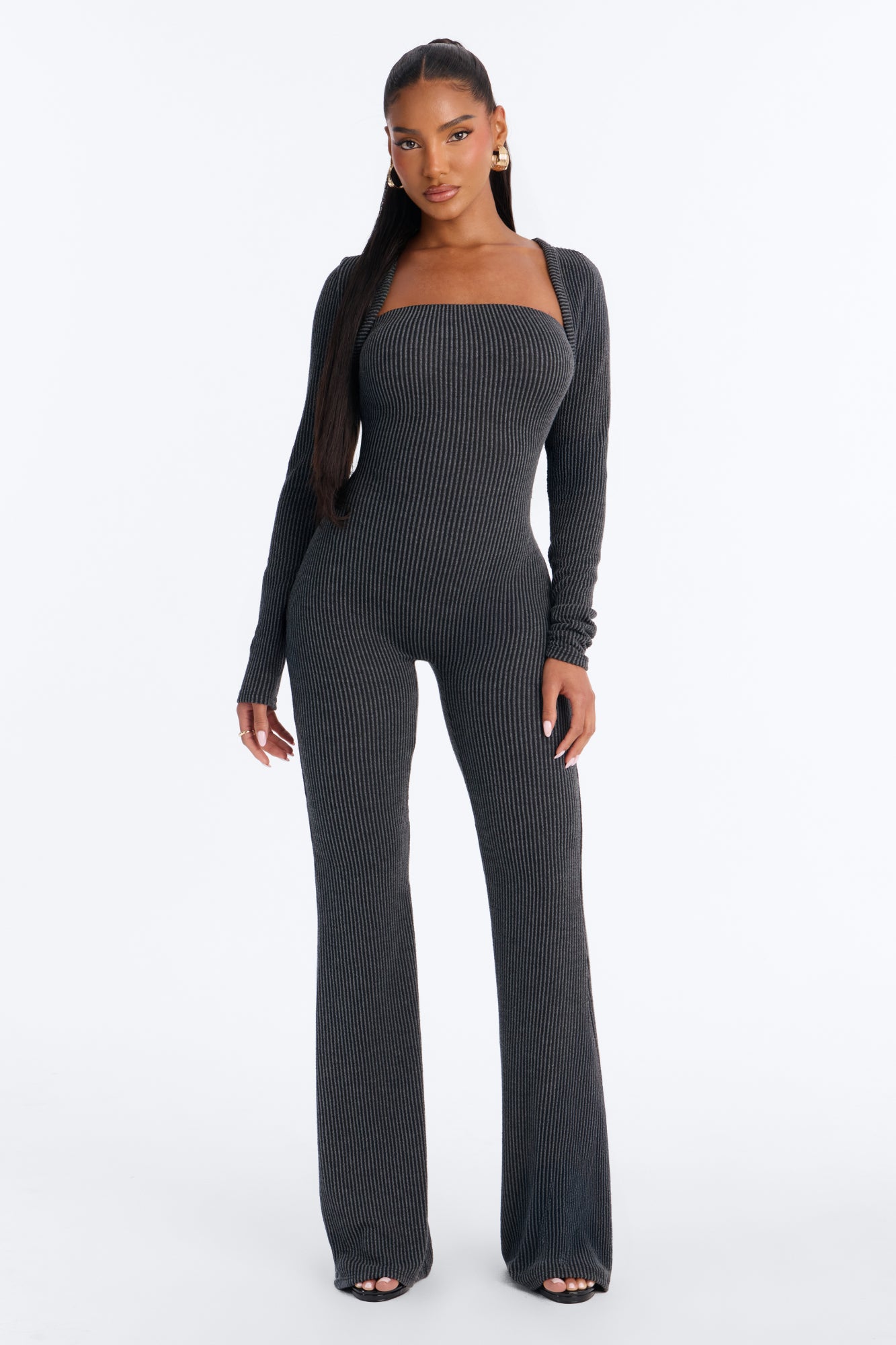Morning Errands Two Piece Jumpsuit Set - Charcoal