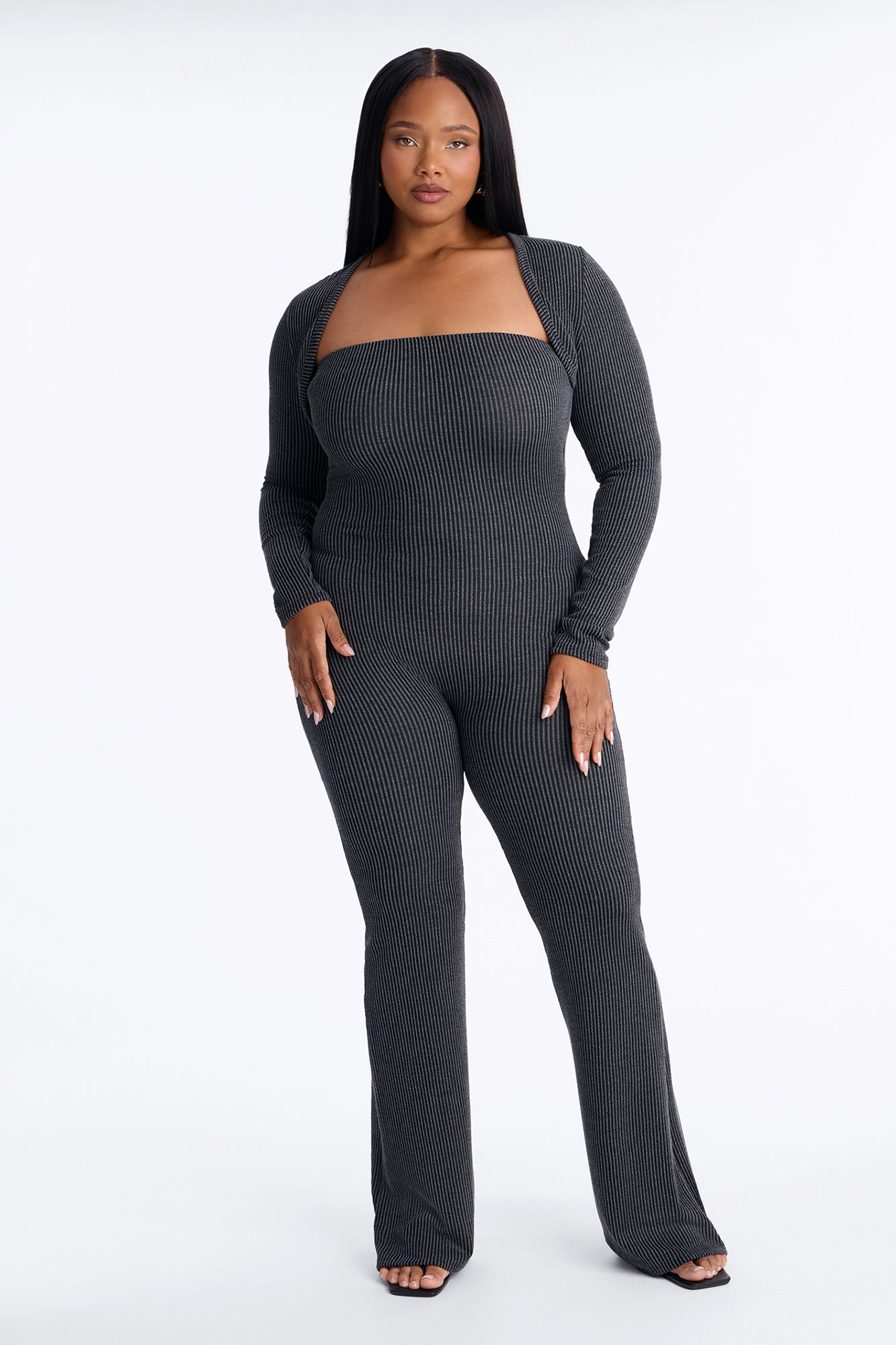 Morning Errands Two Piece Jumpsuit Set - Charcoal