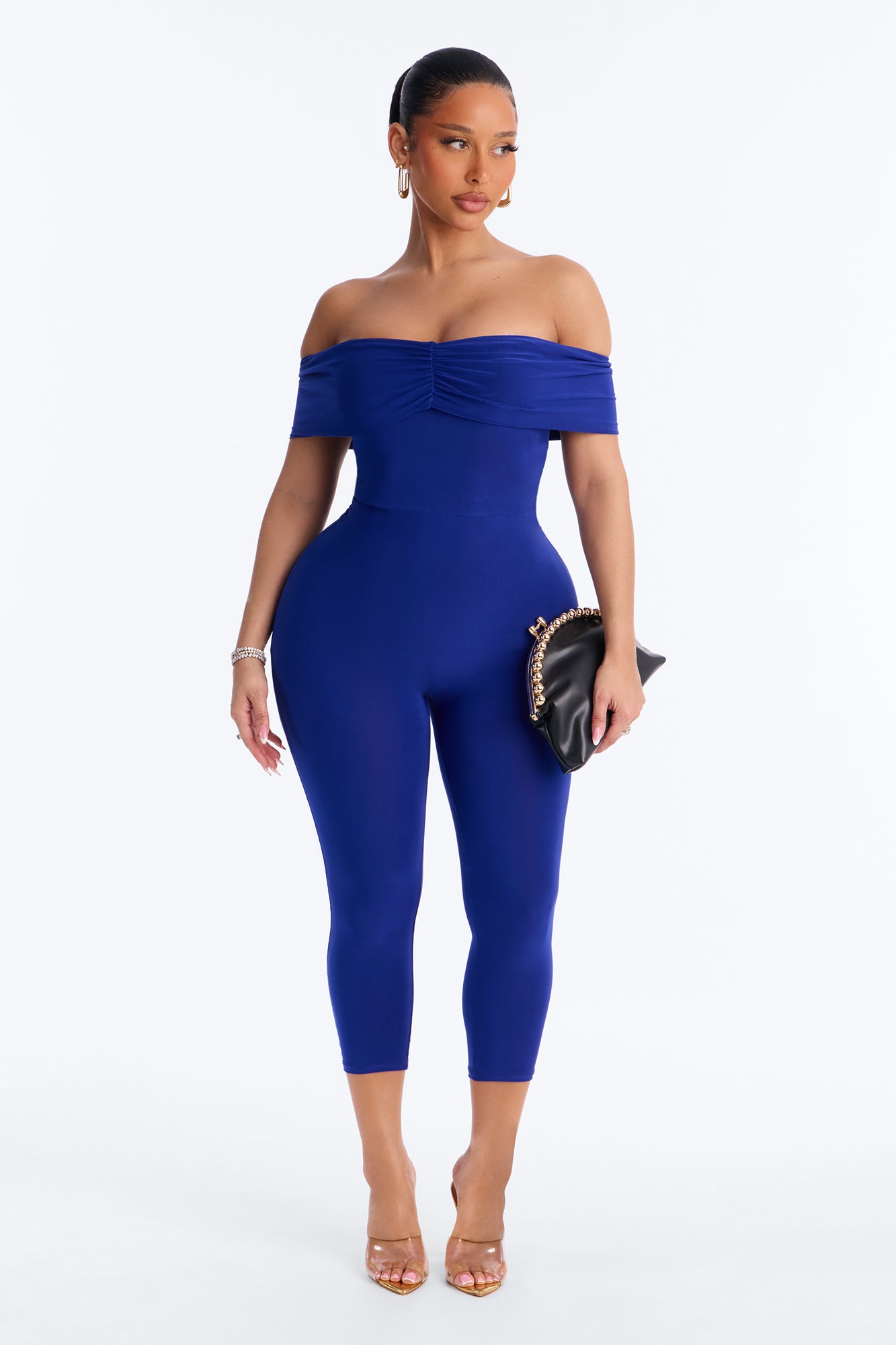 Pauly Off Shoulder Capri Jumpsuit - Royal