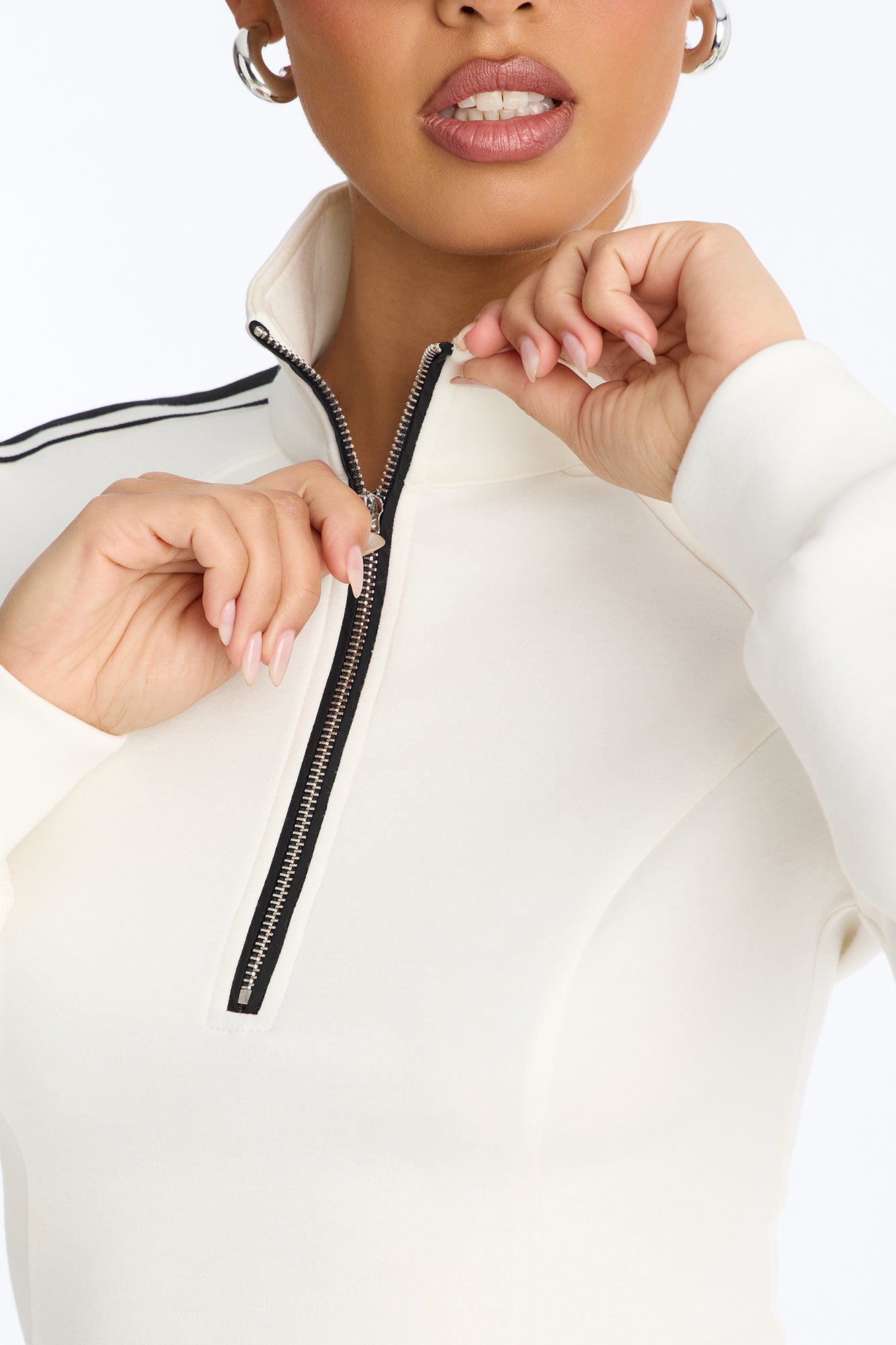 Made To Move Scuba Quarter Zip Pant Set - Off White