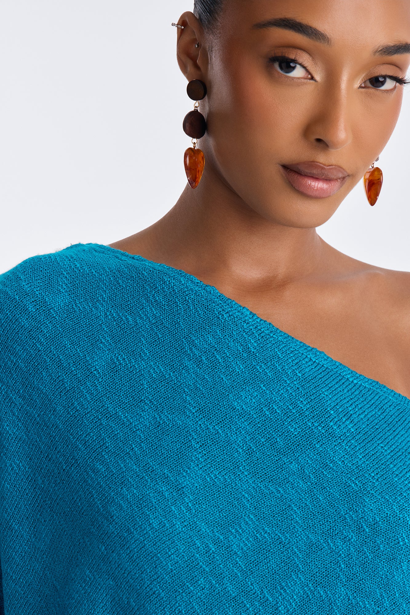 Solia One Shoulder Sweater Pant Set - Teal
