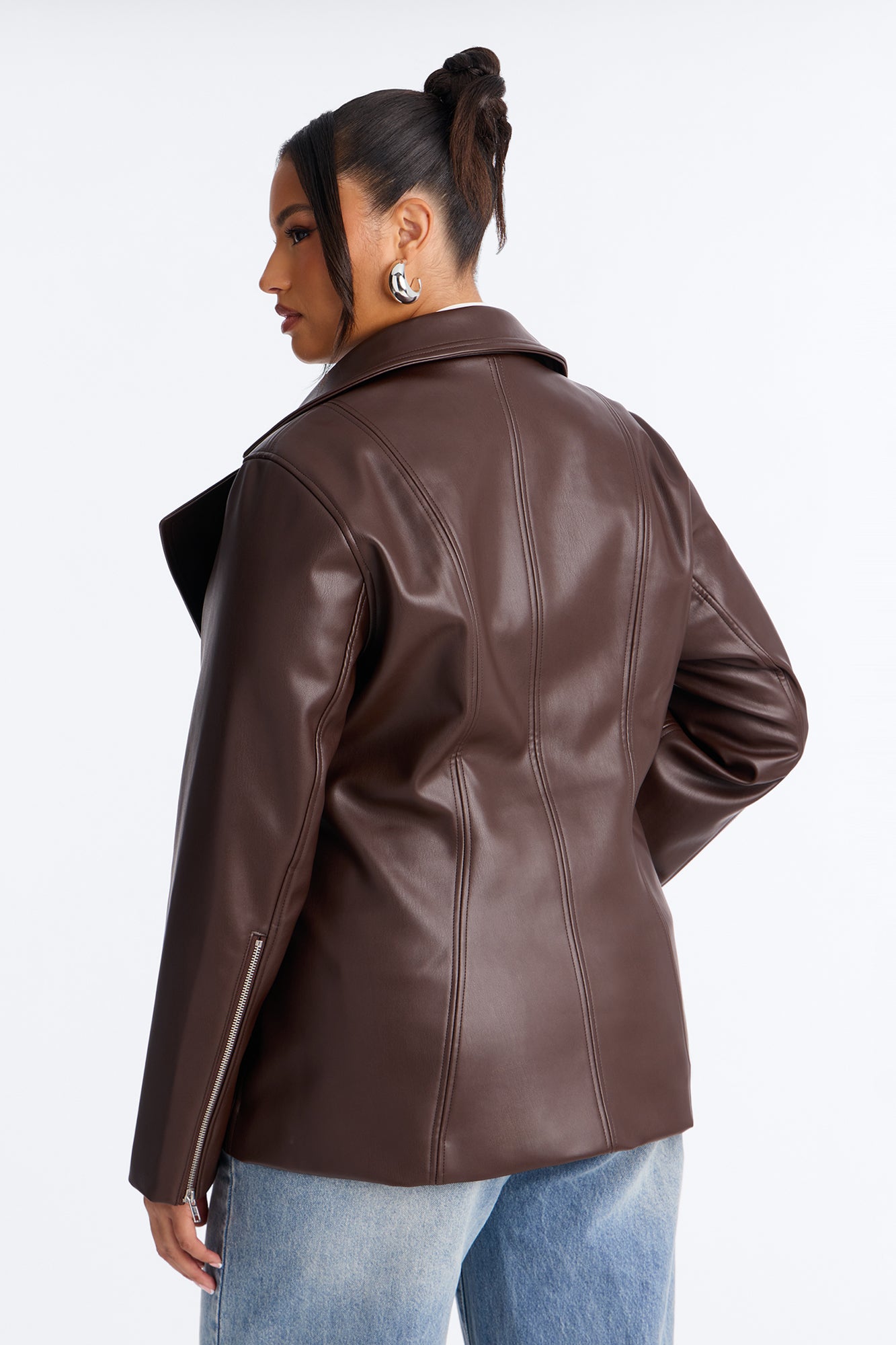 Dusk To Dawn Faux Leather Moto Jacket - Chocolate