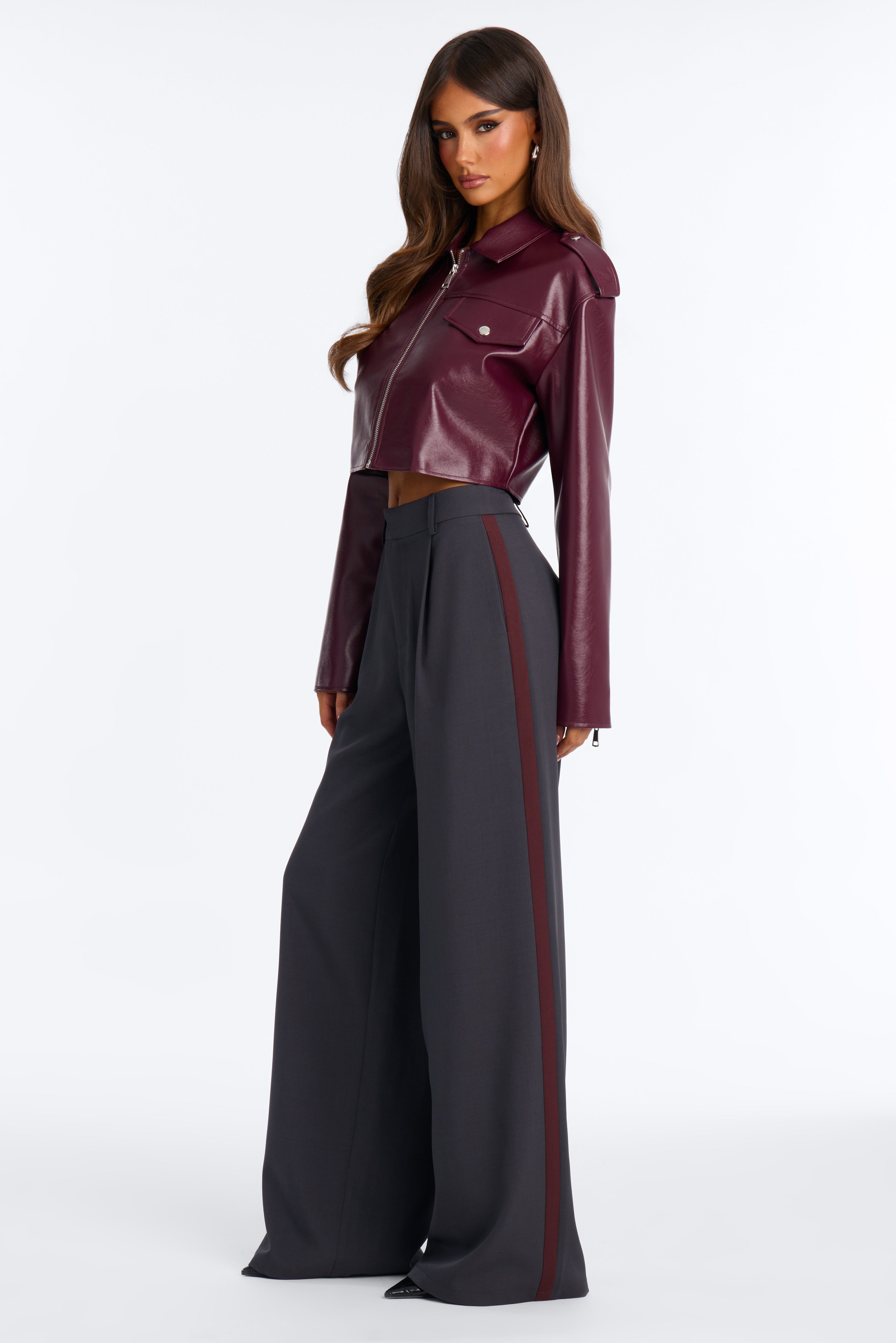 Dylan Wide Leg Trouser Pants - Charcoal