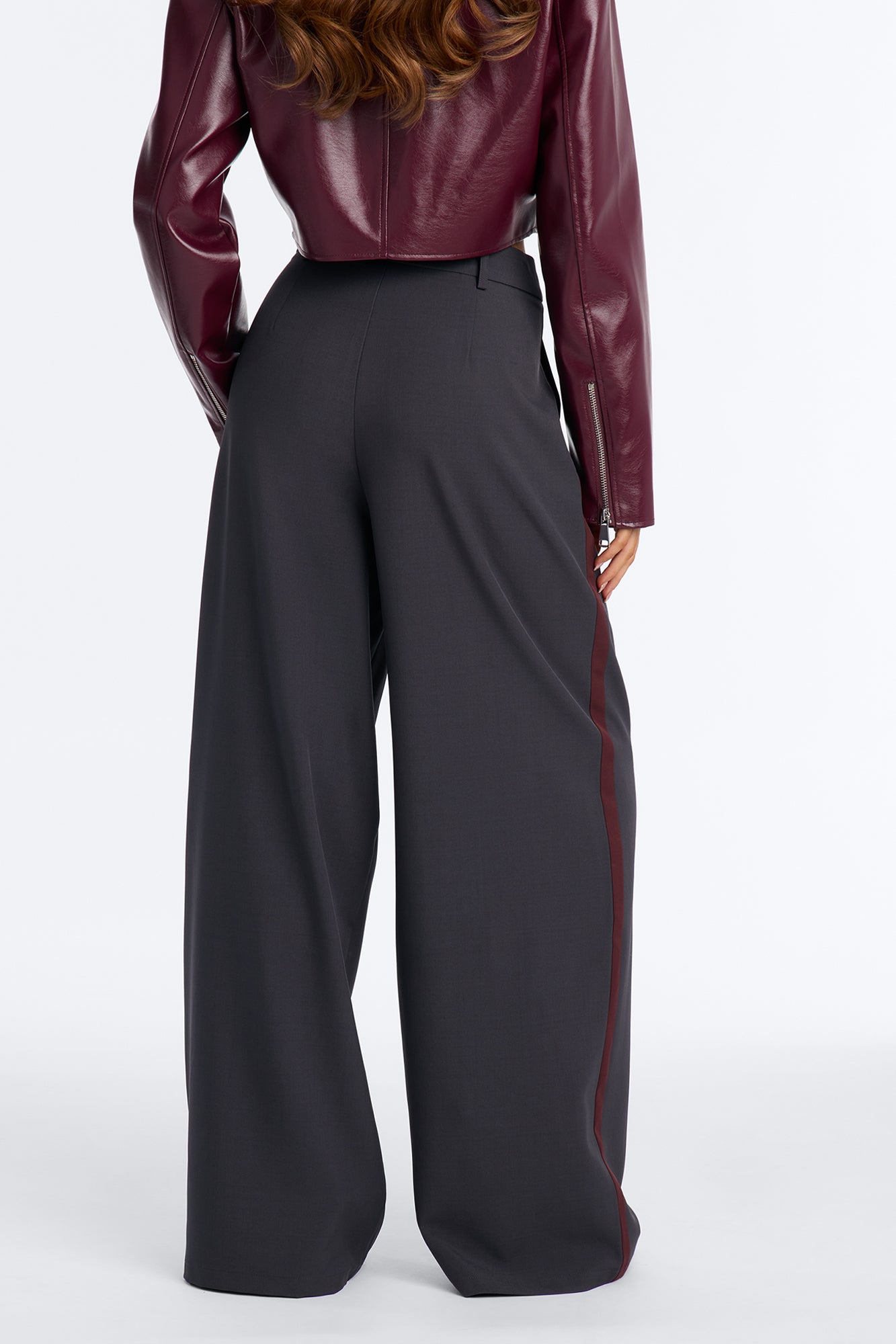 Dylan Wide Leg Trouser Pants - Charcoal