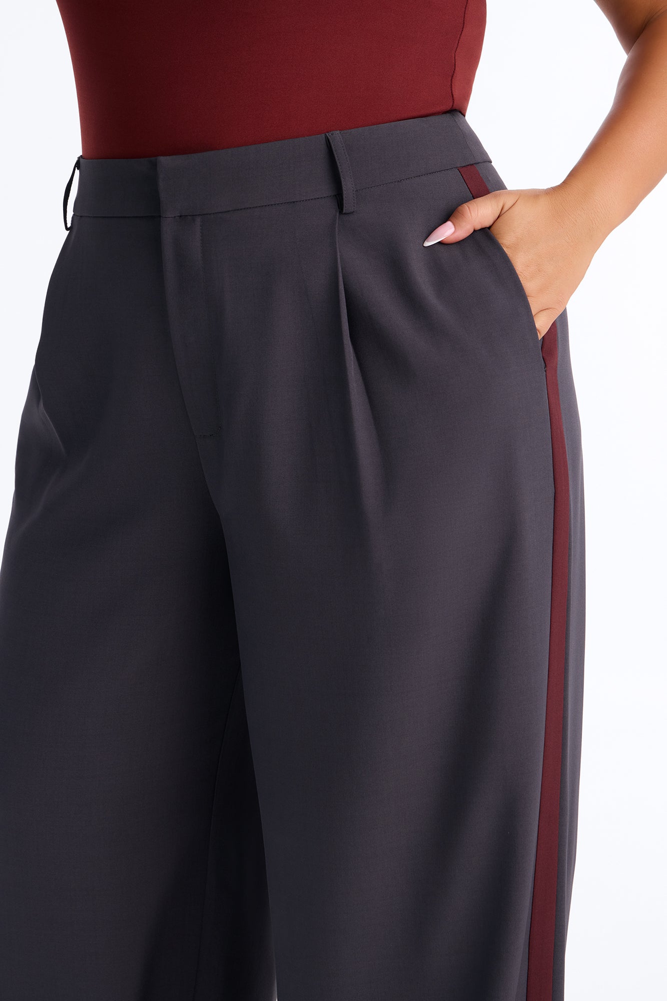 Dylan Wide Leg Trouser Pants - Charcoal