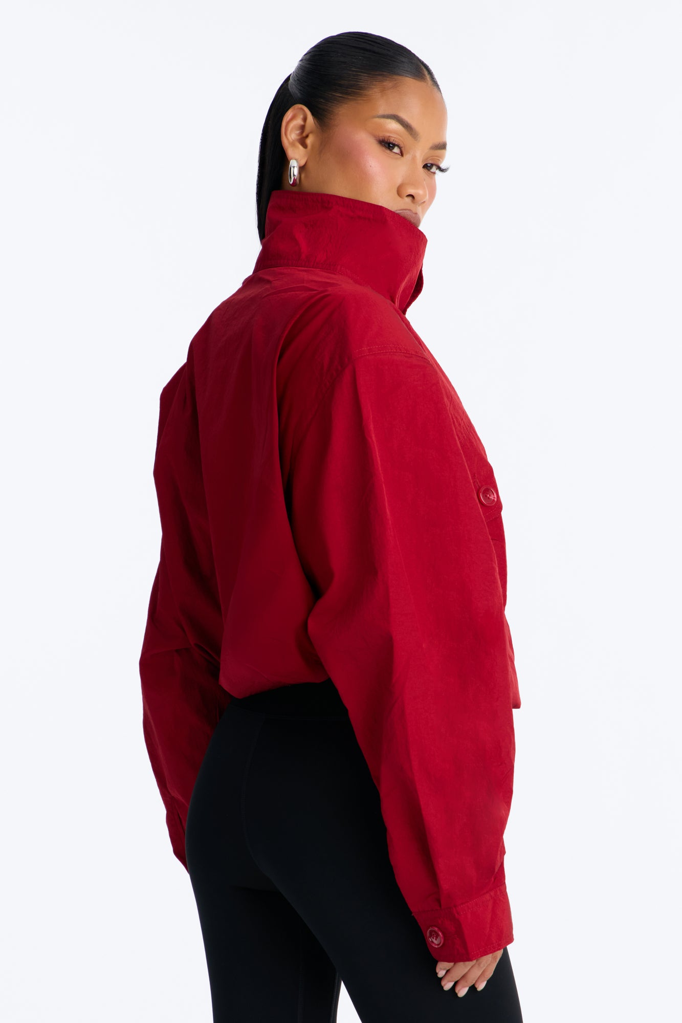 Pretty Chill Funnel Neck Windbreaker - Red