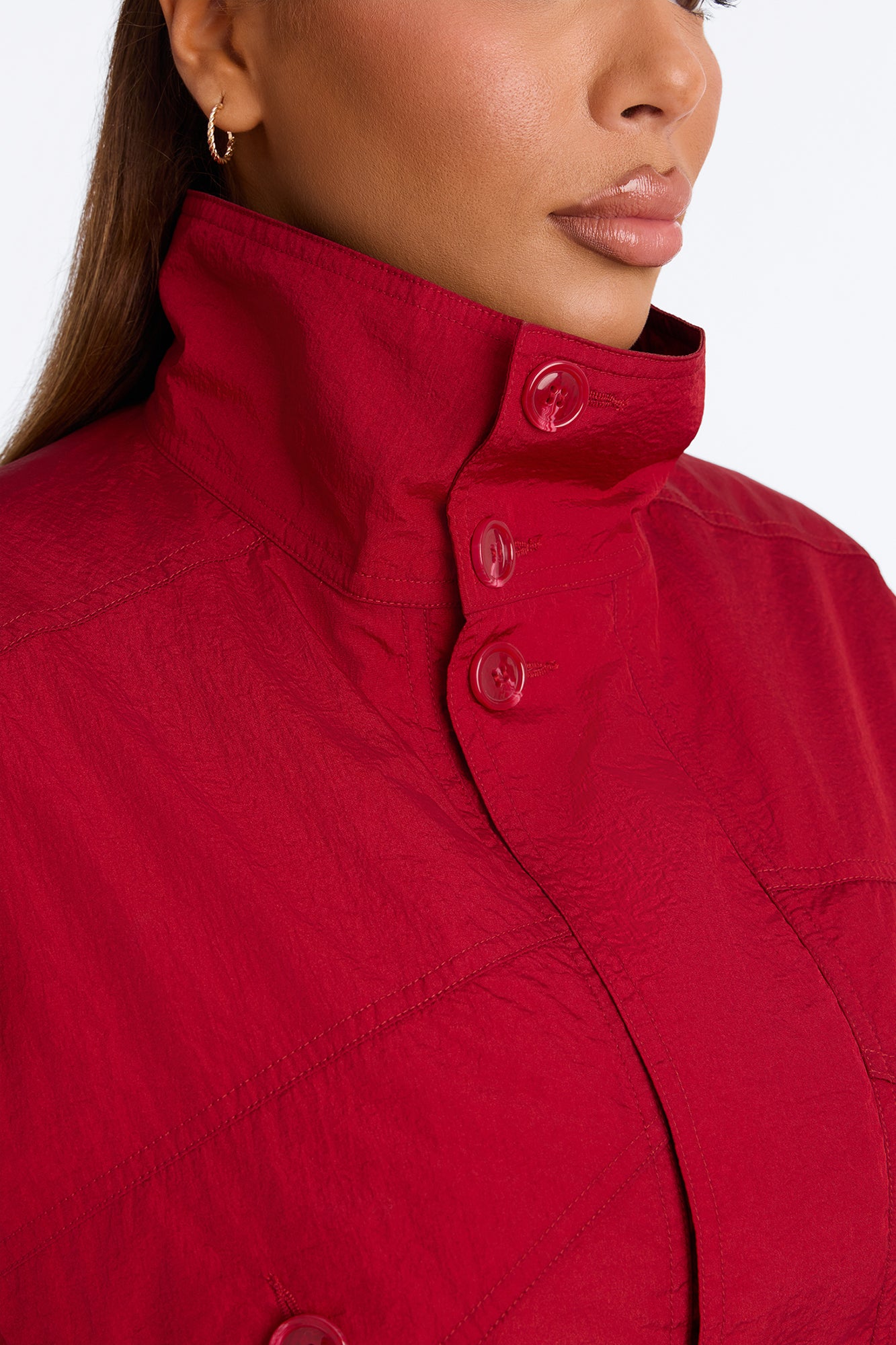 Pretty Chill Funnel Neck Windbreaker - Red