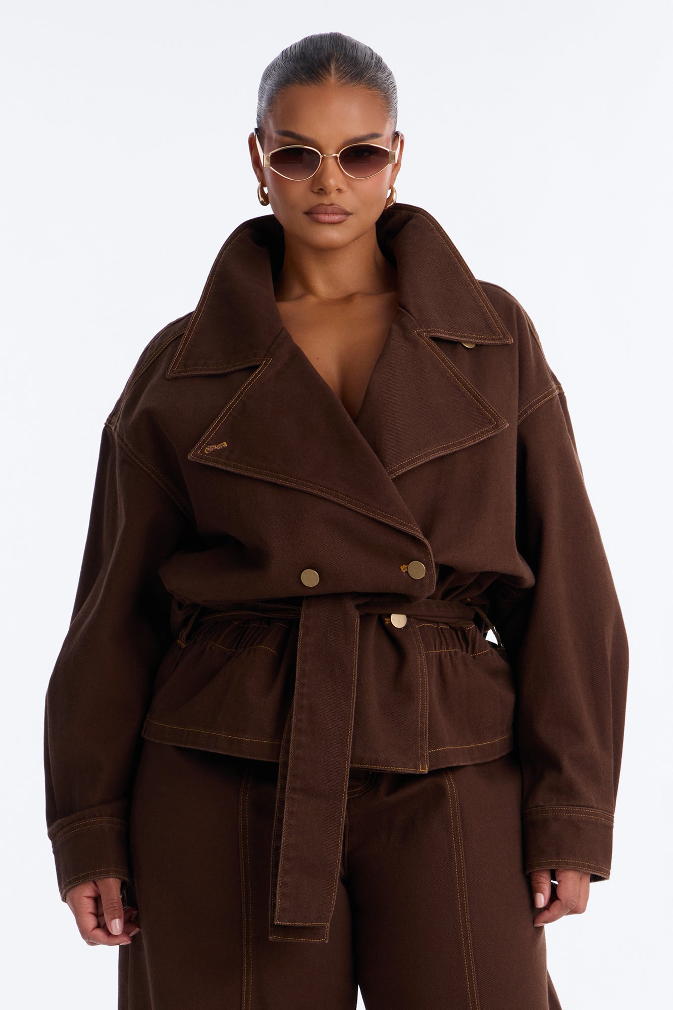 City Limits Belted Trench Jacket - Brown