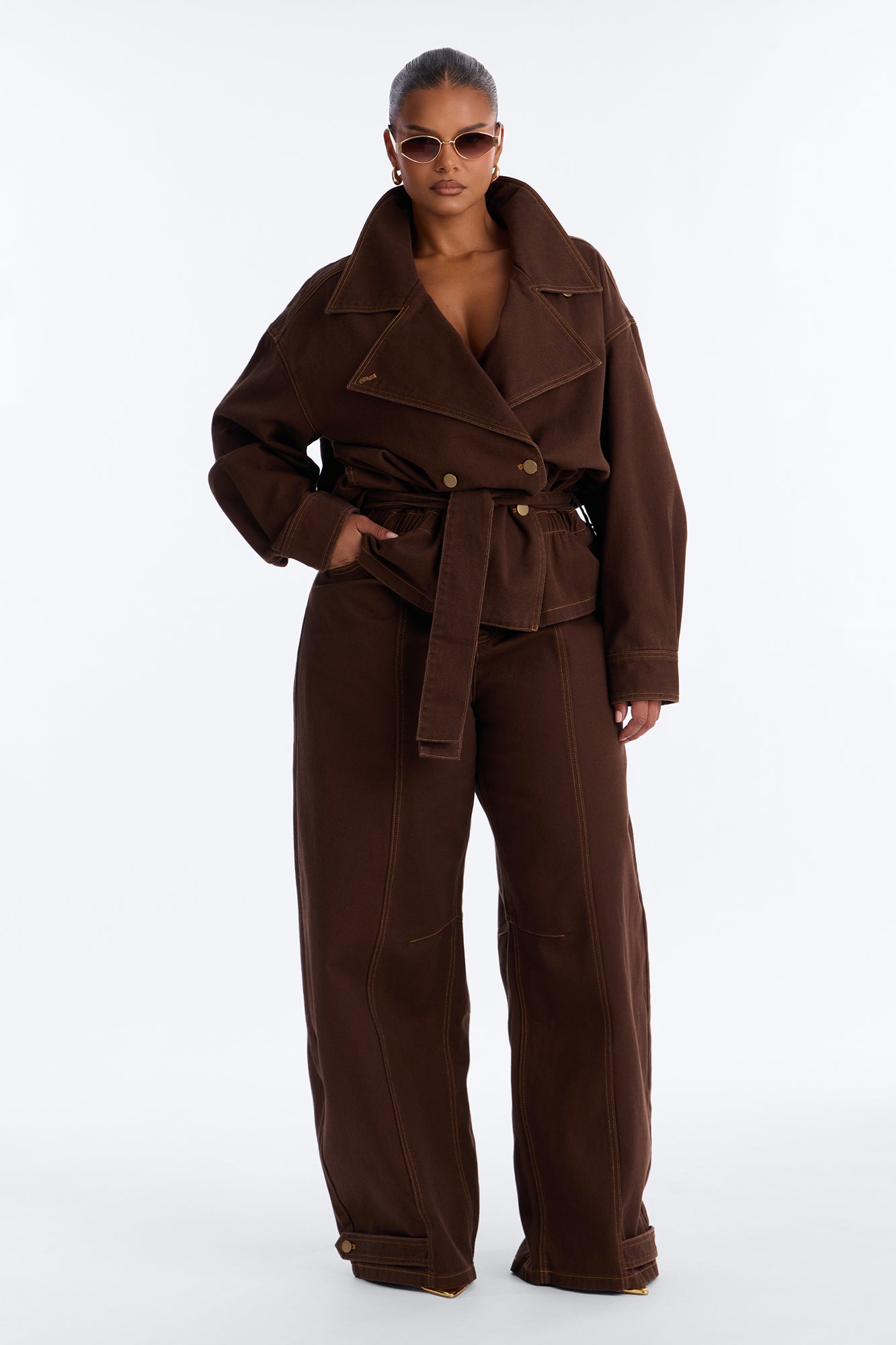 City Limits Belted Trench Jacket - Brown