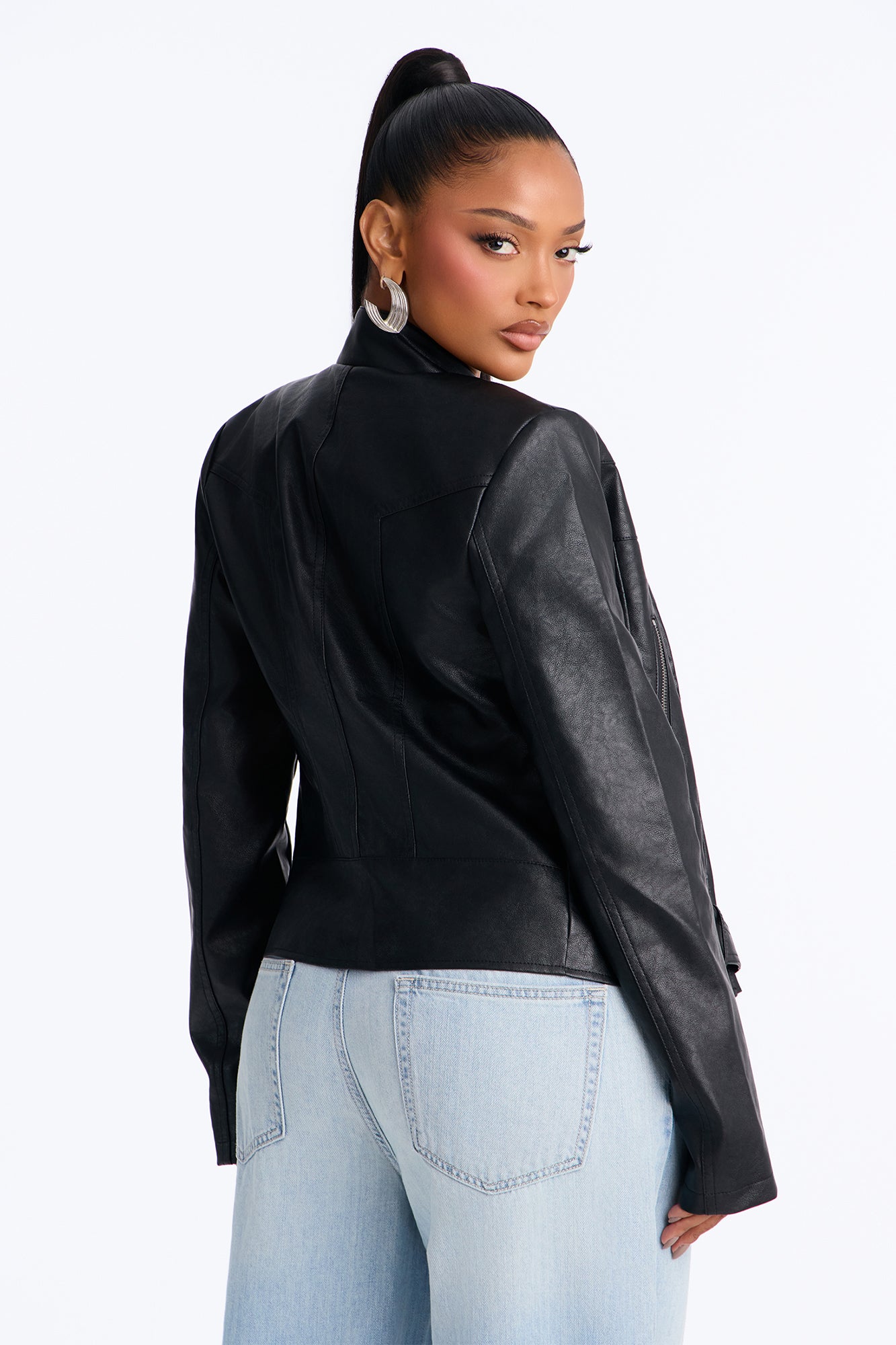 Stay Fierce Fitted Belted Moto Jacket - Black