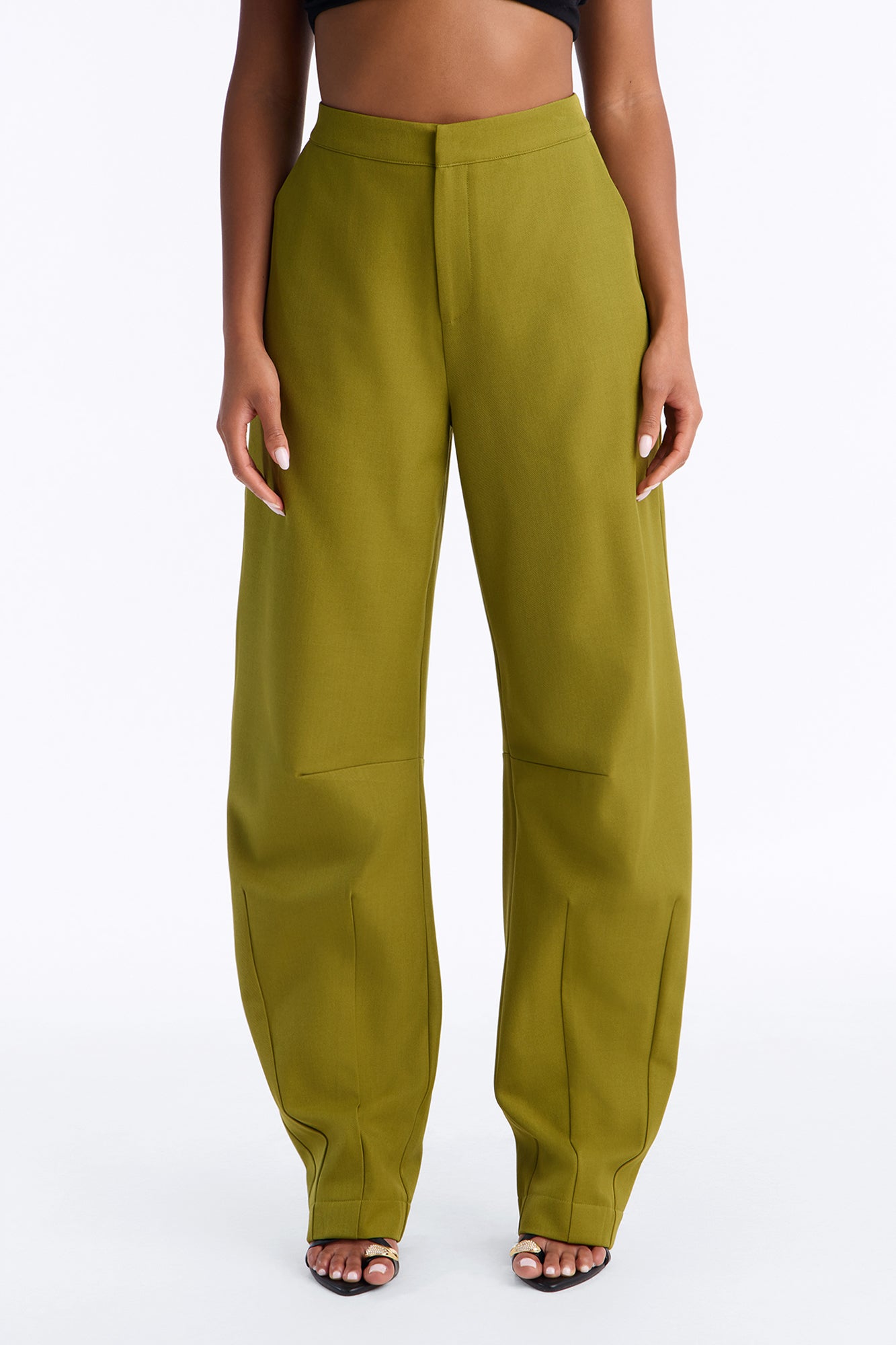 Tall Naomi Pleated Cuff Barrel Leg Trouser - Chartreuse