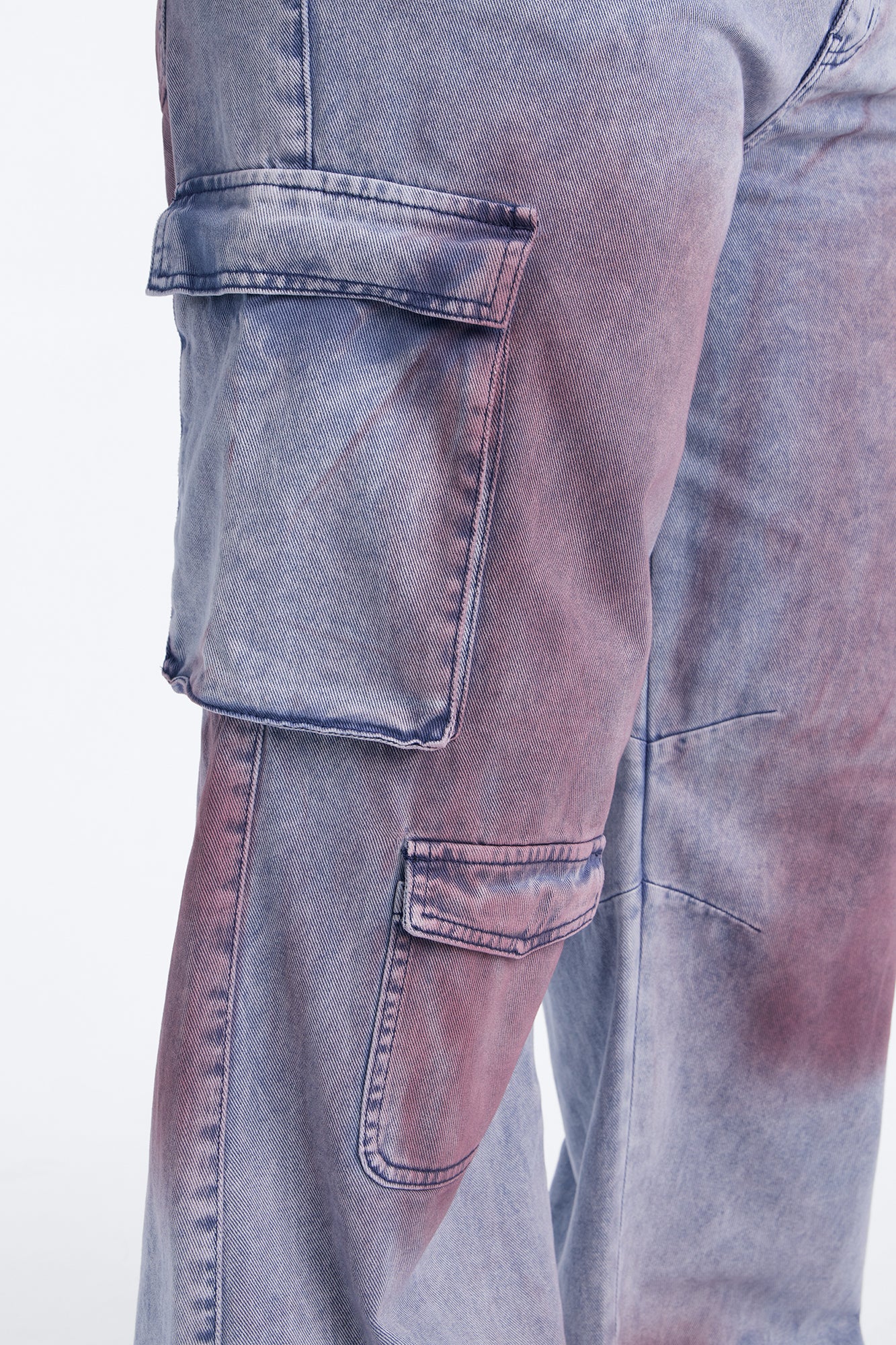 Step Out Mid Rise Washed Belted Cargo Pants - Blue
