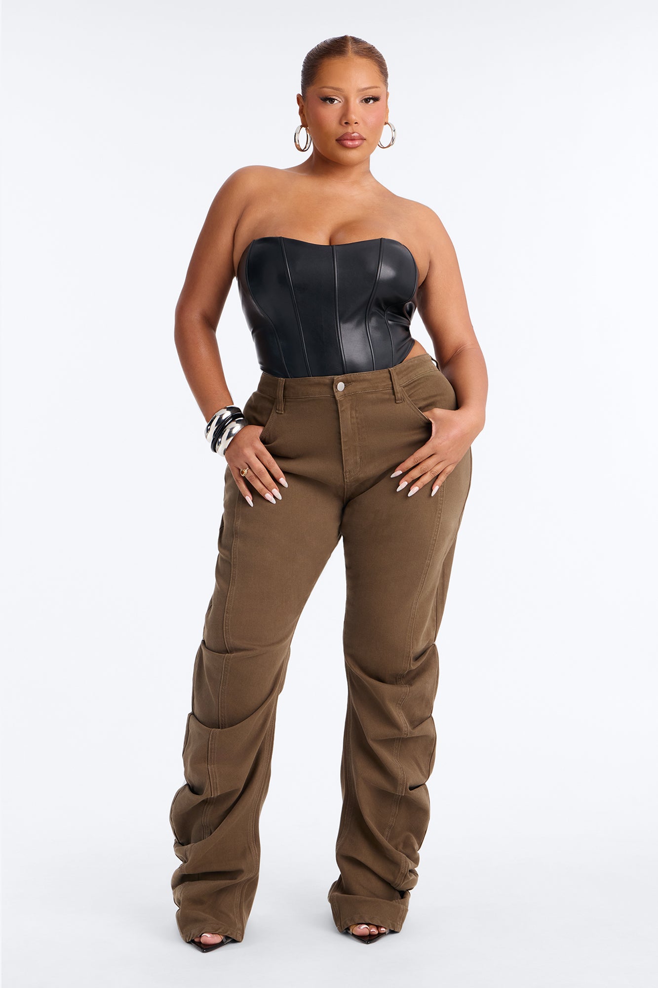 Ambra Stacked Low Rise Pant - Olive