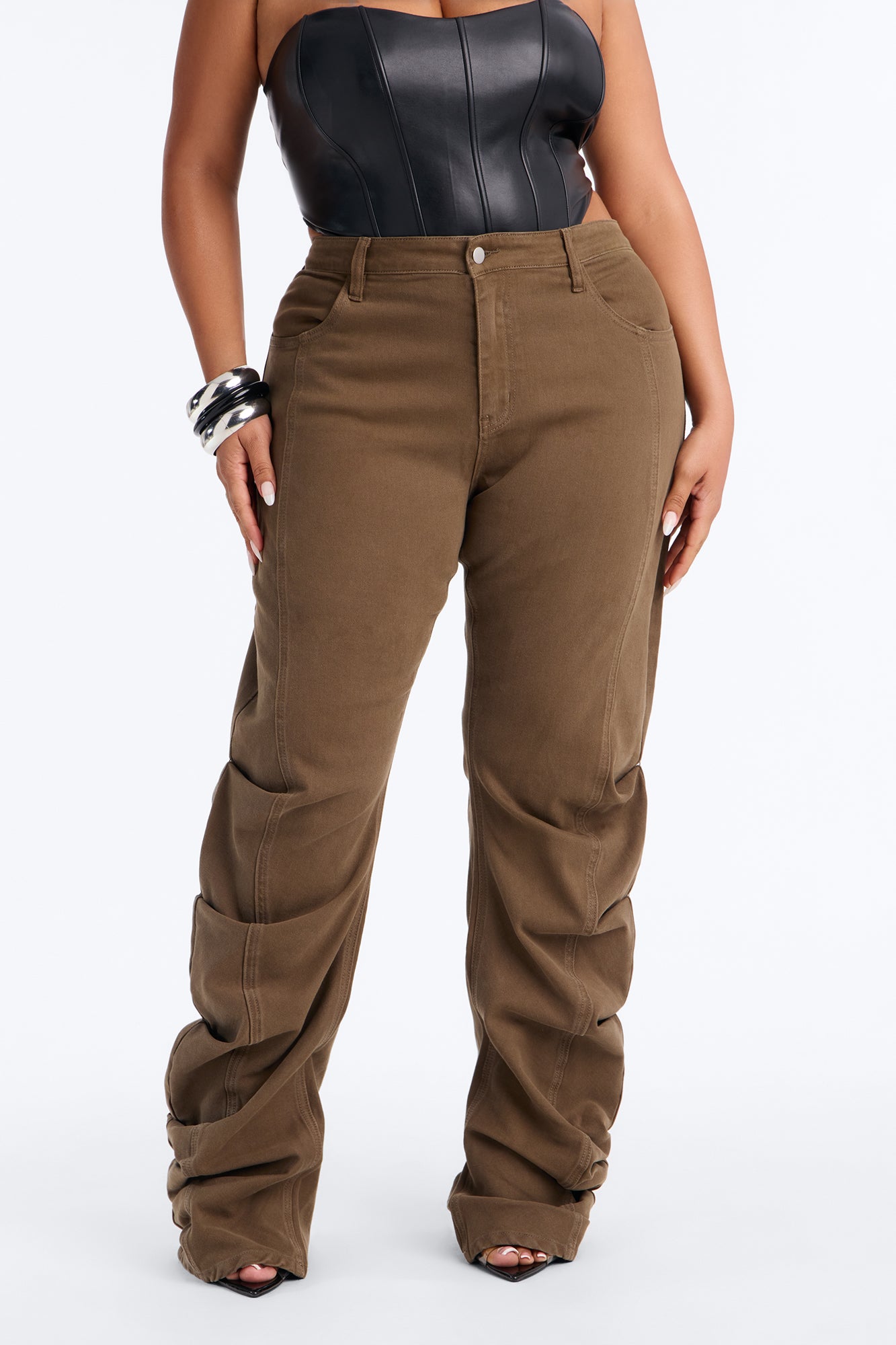 Ambra Stacked Low Rise Pant - Olive