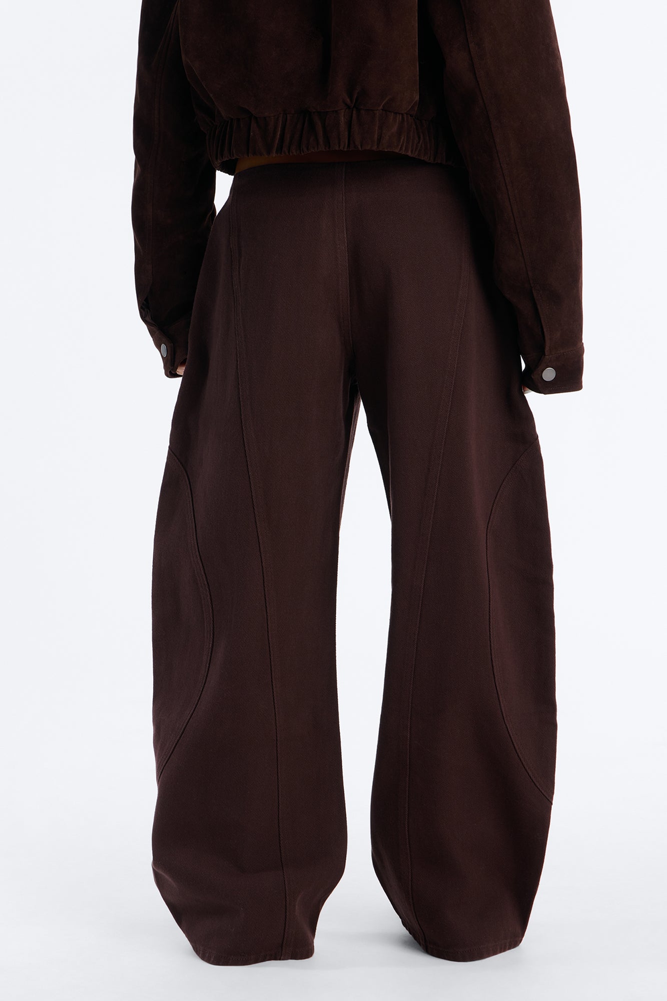 Maliah Low Rise Twill Barrel Leg Pants - Chocolate