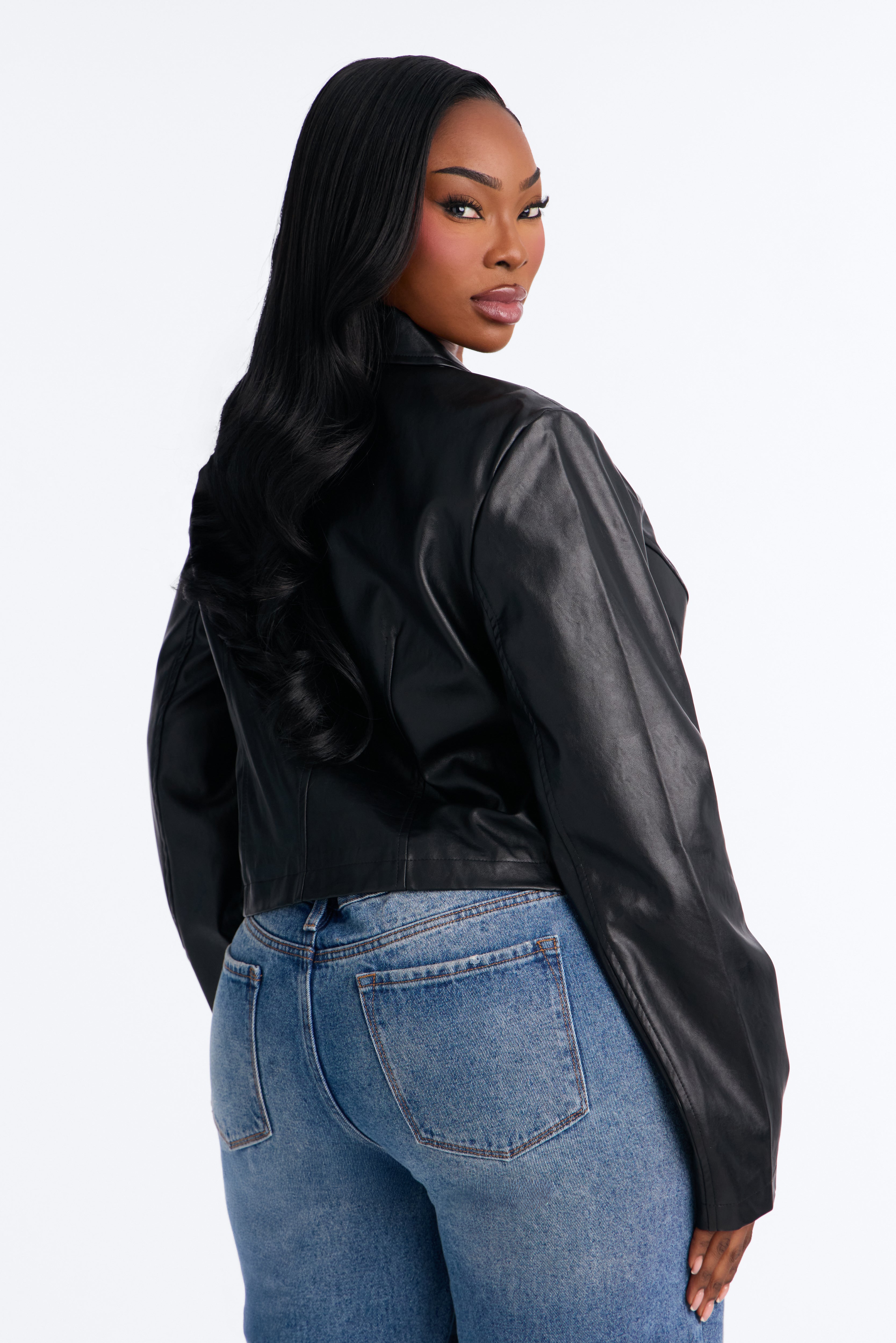 On The Move Faux Leather Fitted Jacket - Black