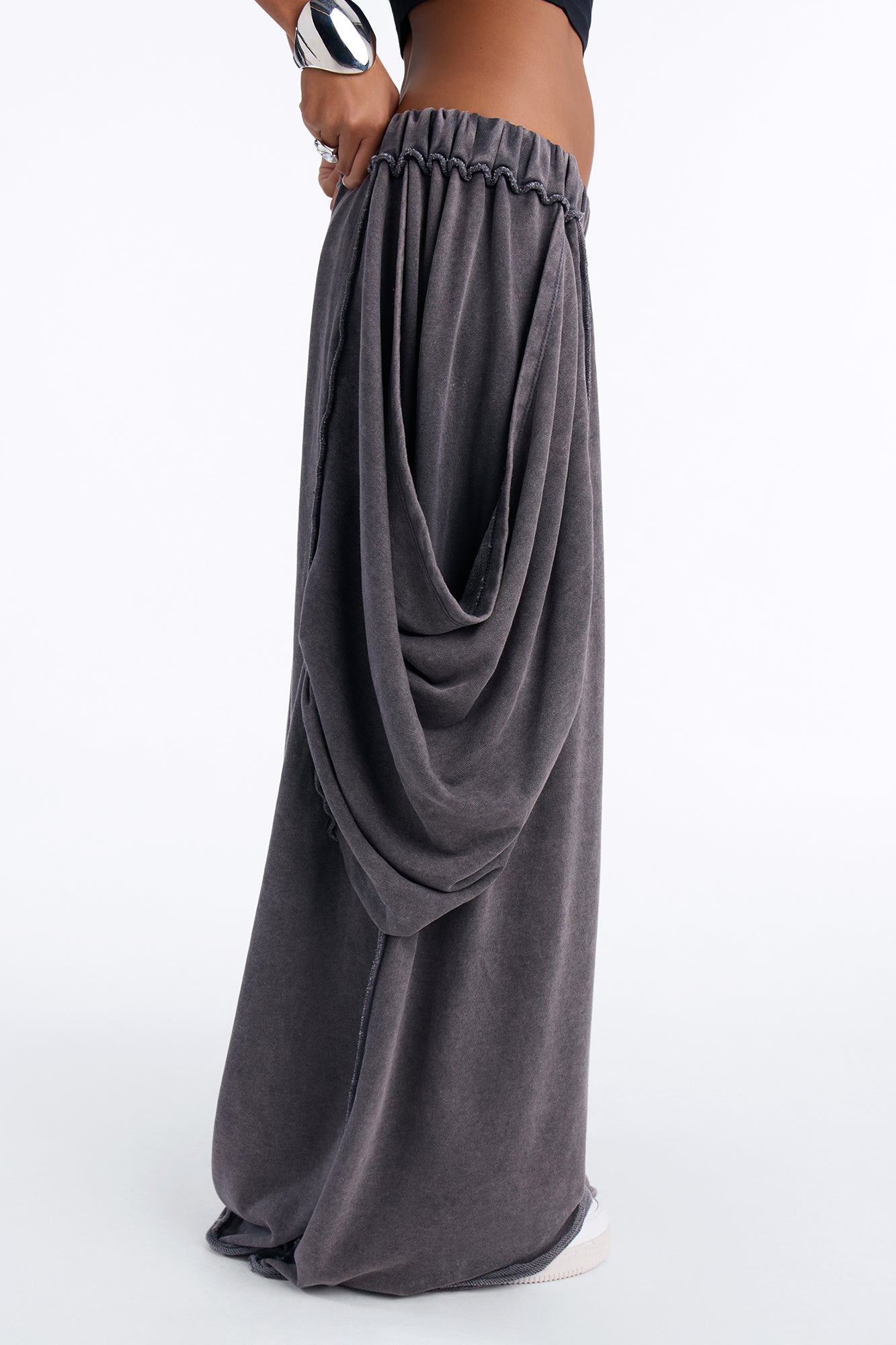 Free Flow Draped Washed Lounge Pant - Charcoal
