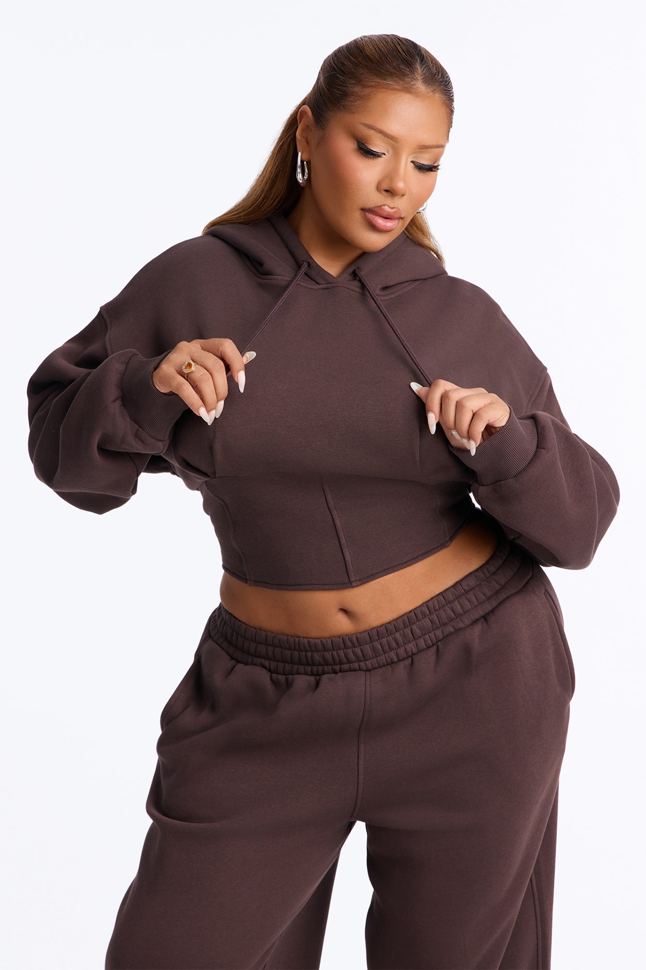 Locked In Fleece Pant Set - Chocolate