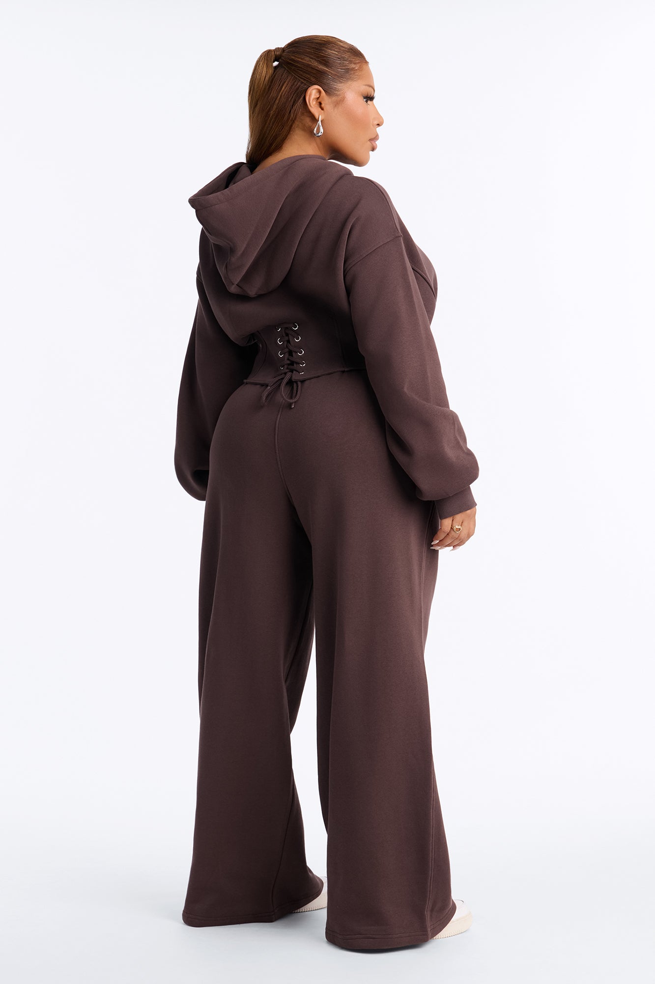 Locked In Fleece Pant Set - Chocolate