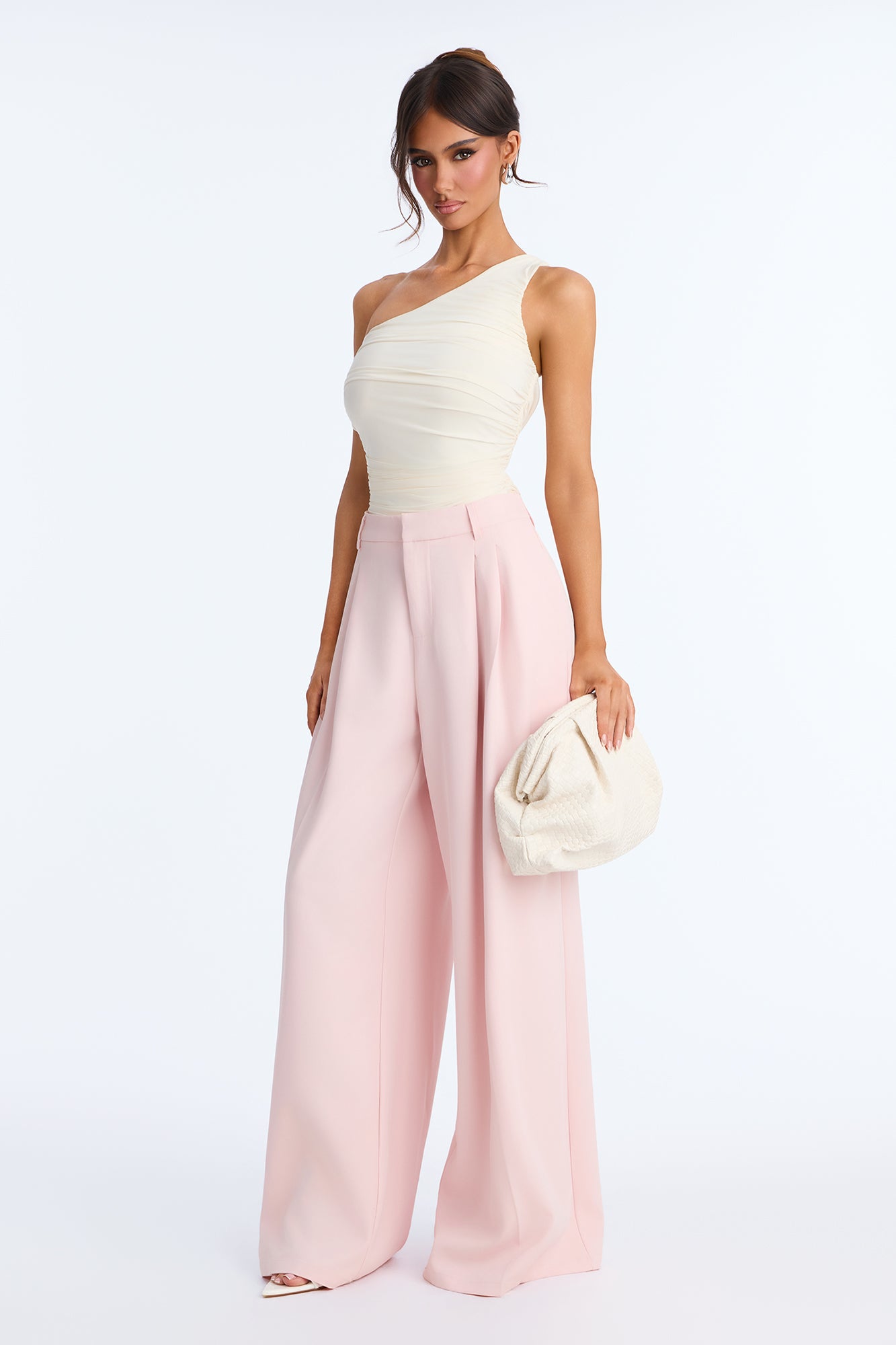 Sydney Slouch Low Rise Wide Leg Trouser - Light Pink