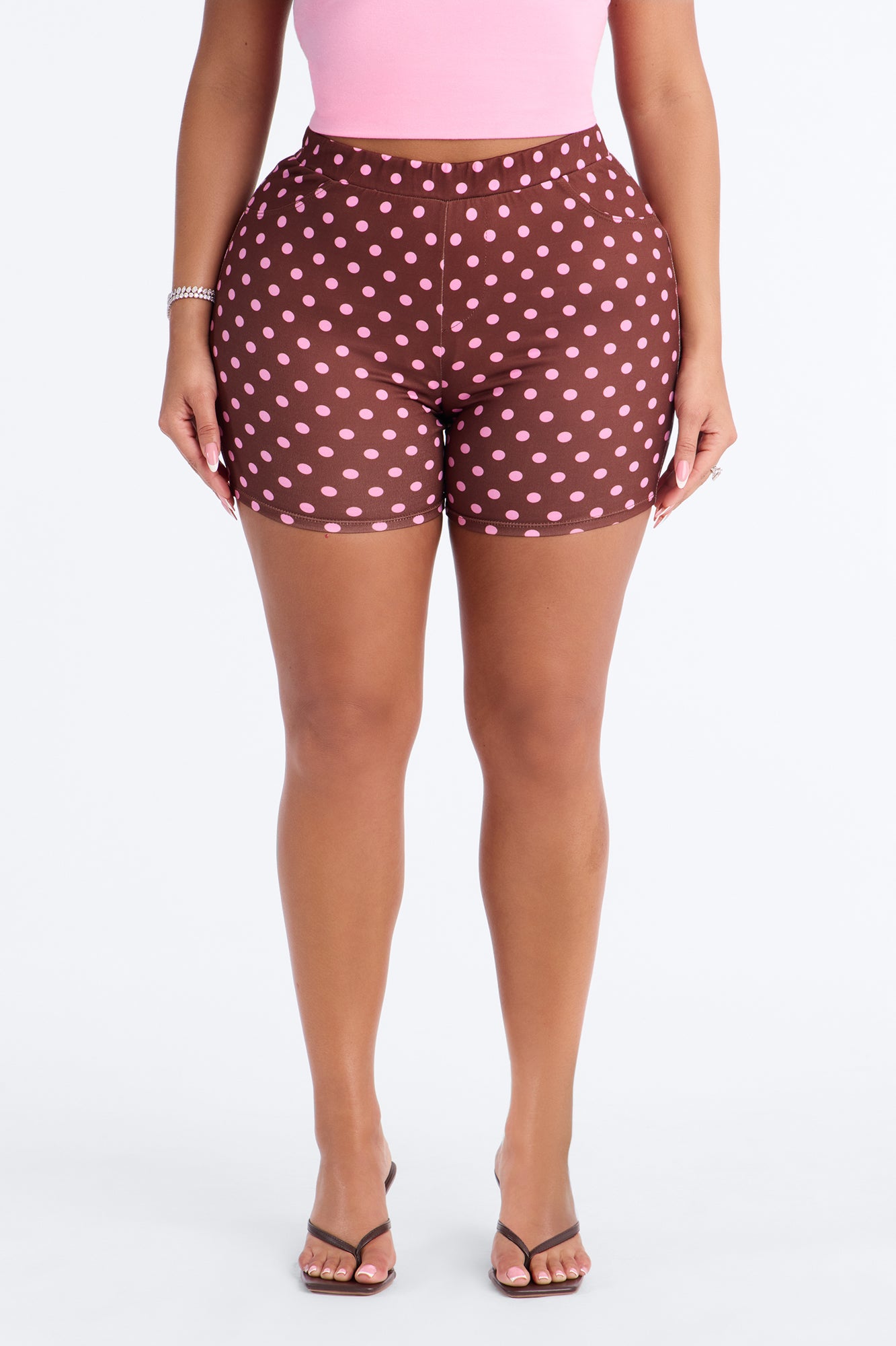 Light Stroll Polka Dot Biker Short - Brown/combo