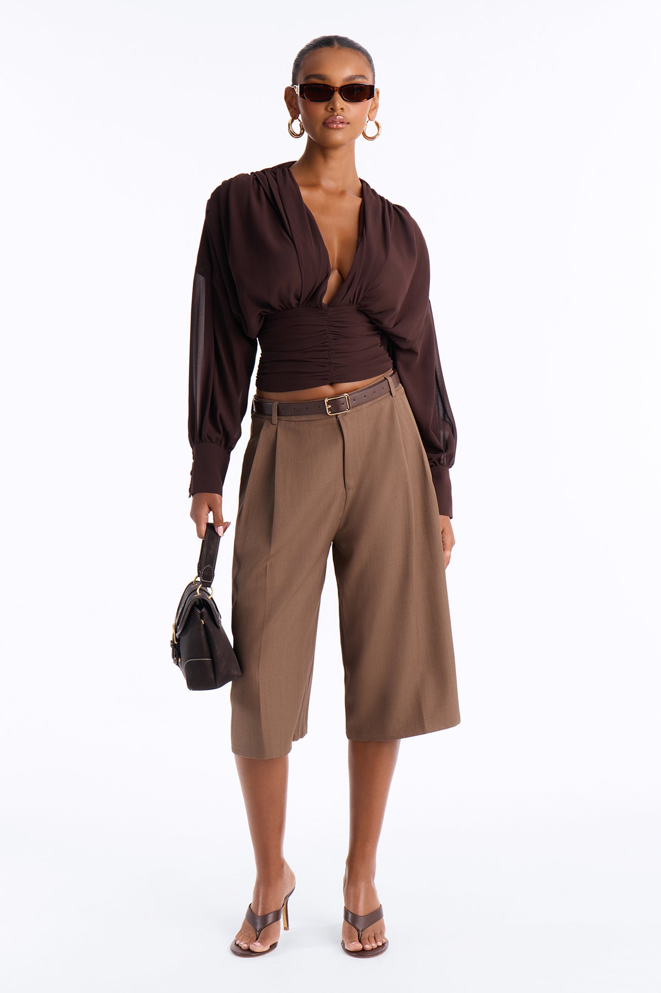 Sabine Belted Bermuda Short - Caffe