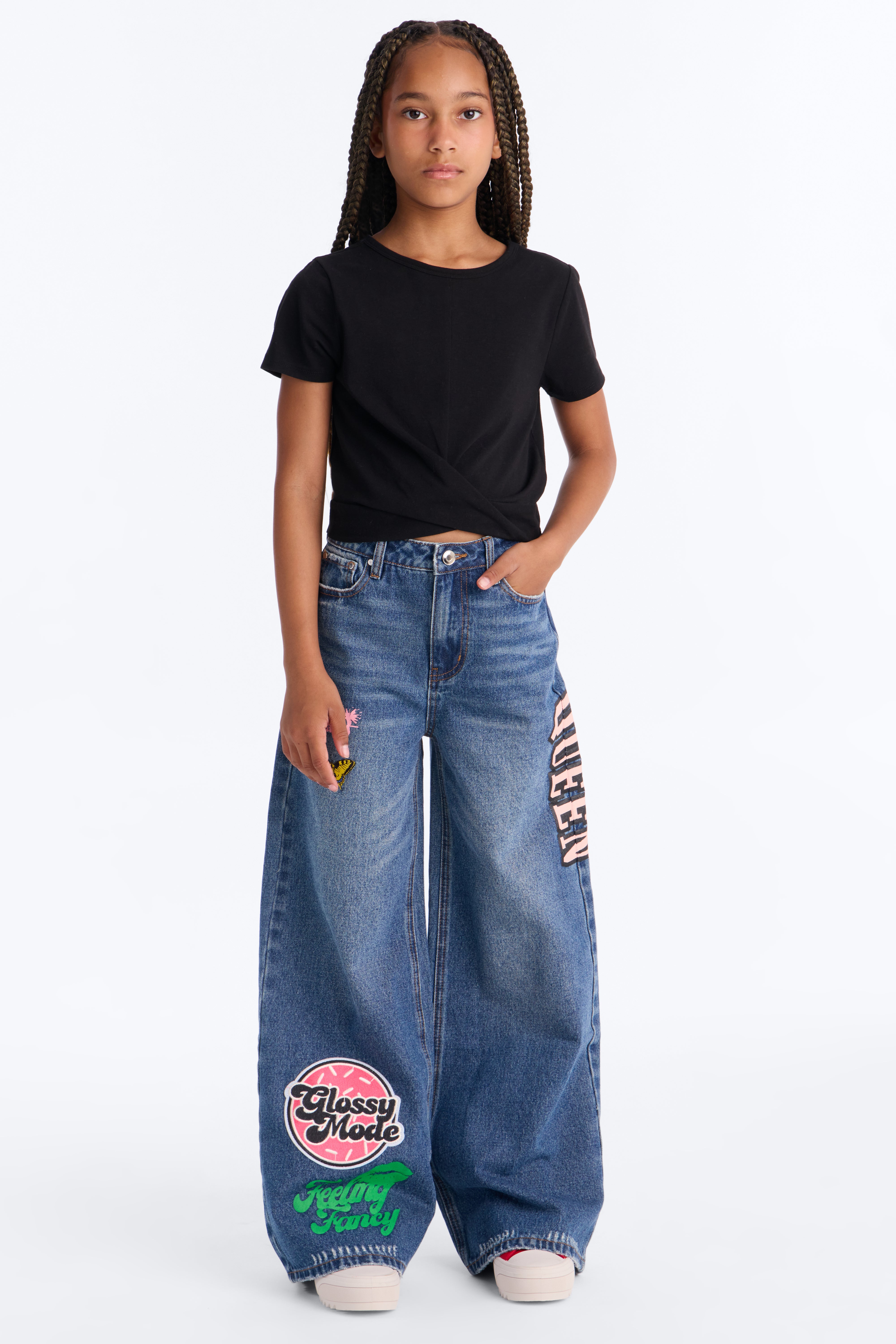 Mini A Girl's Girl Baggy Jeans - Dark Wash