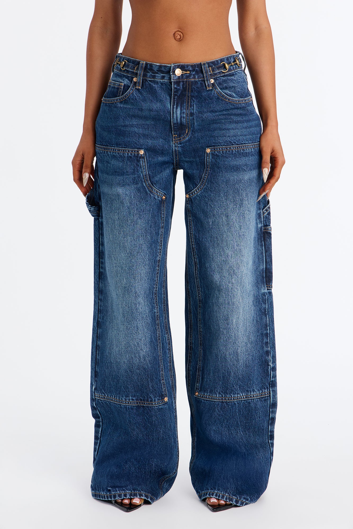 Lockstep Carpenter Wide Leg Jeans - Dark Wash