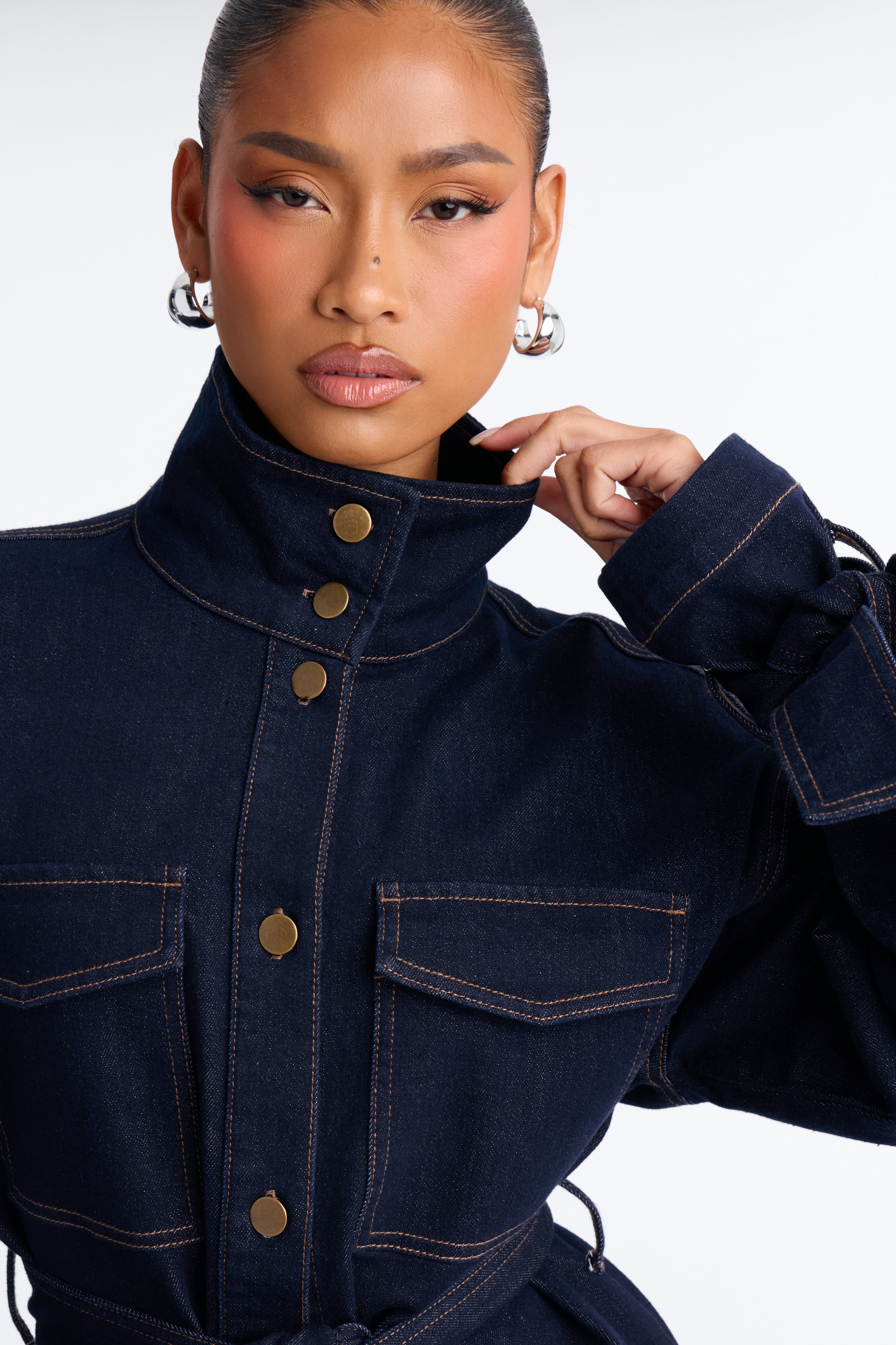 Miranda Belted Denim Short Set - Dark Denim