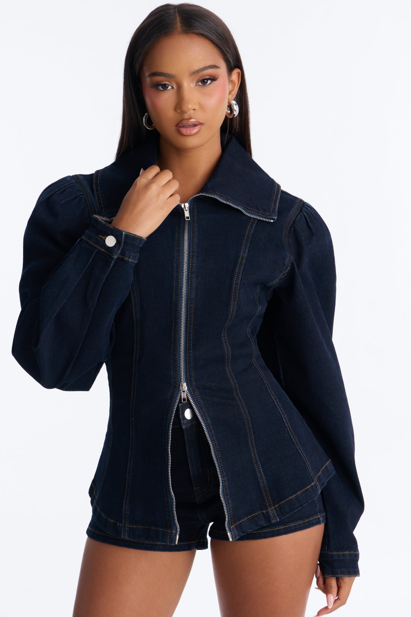 City Dreaming Denim Short Set - Dark Denim