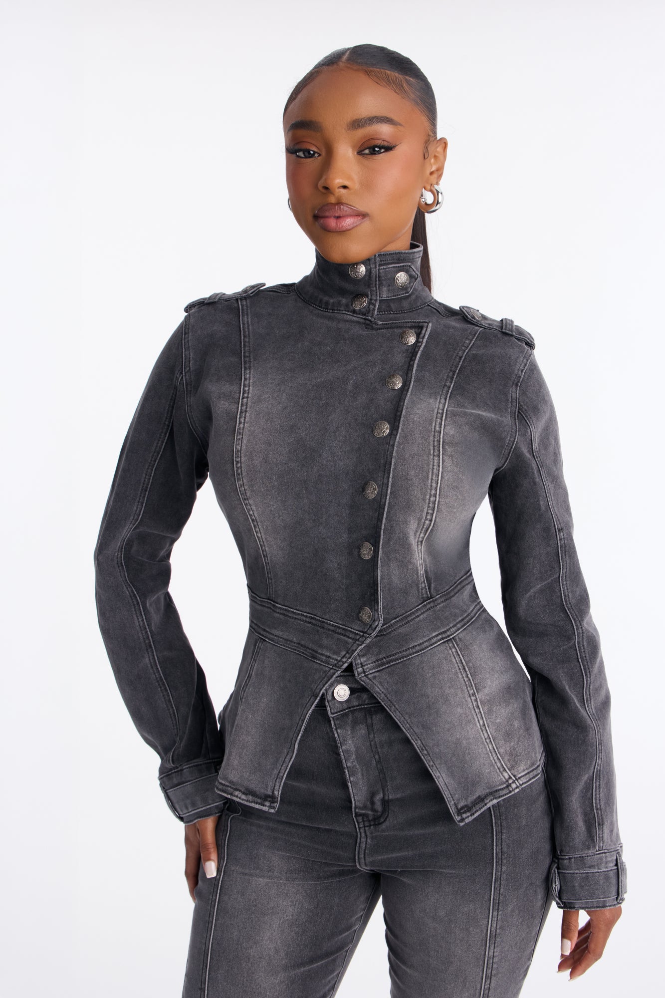 Out Past Midnight Stretch Denim Jacket - Black