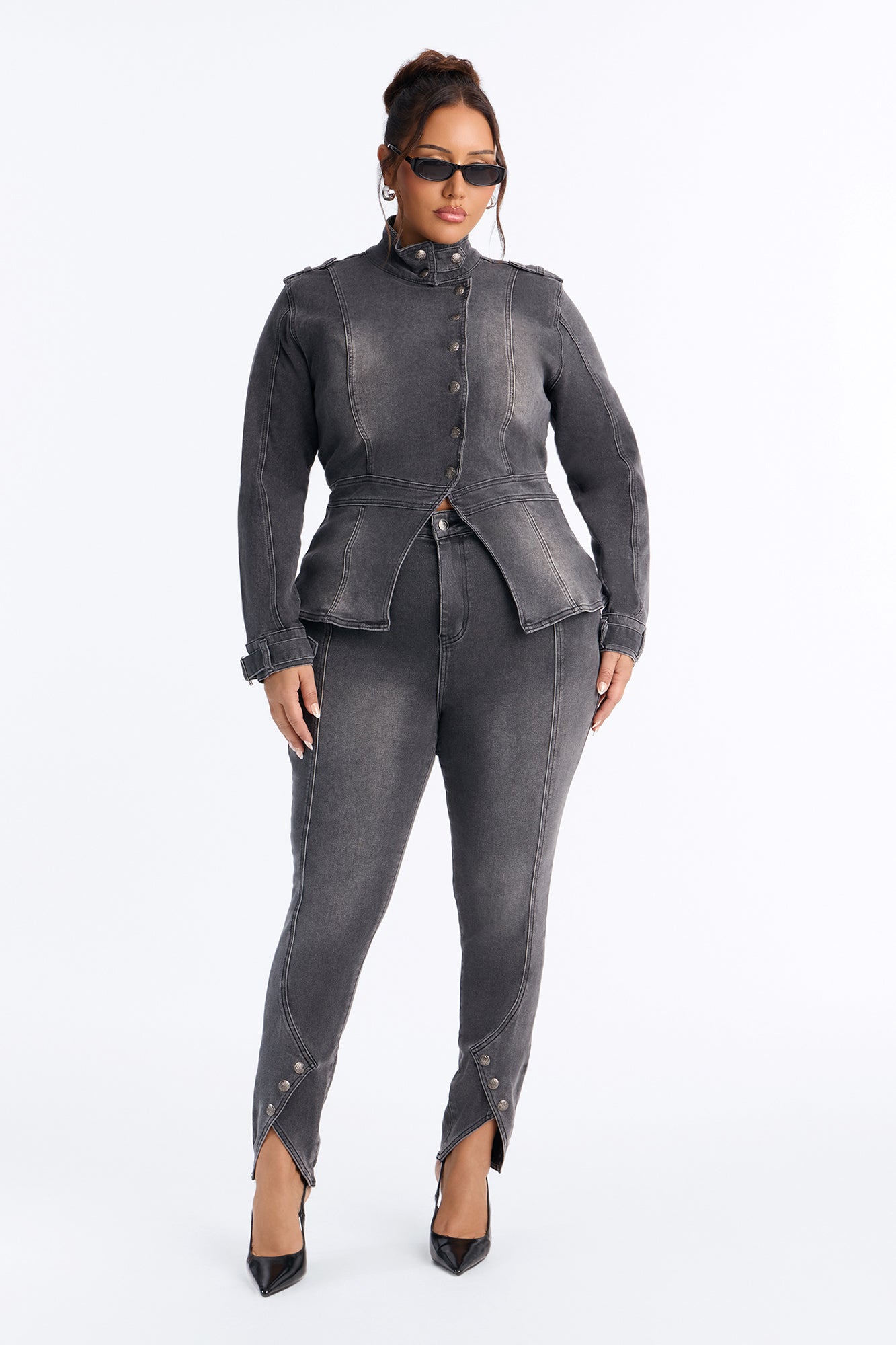 Out Past Midnight Stretch Denim Jacket - Black